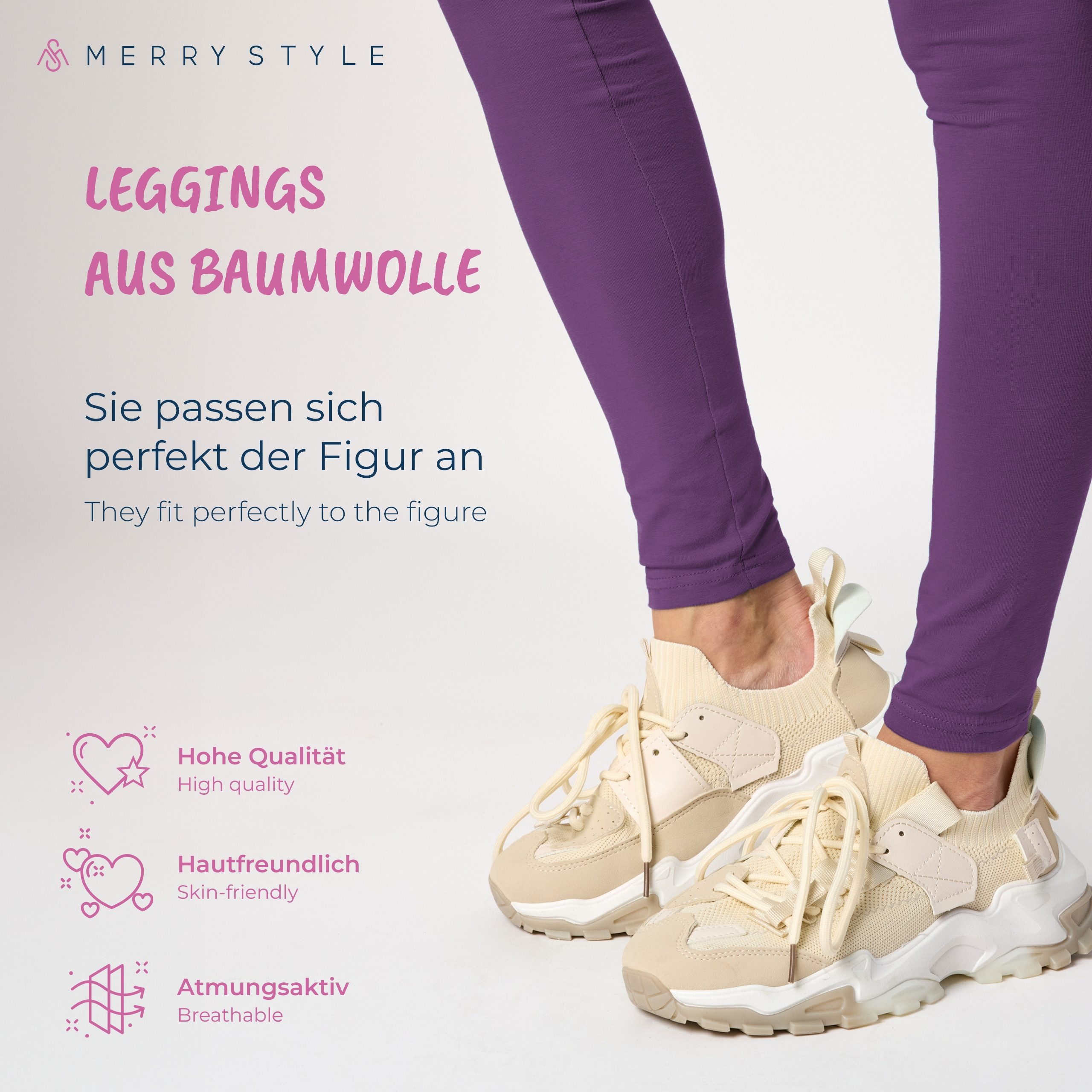 Merry Style Leggings 2er Pack Damen Hose aus Baumwolle MS10-198 (1-tlg) – Bild 5 von 5