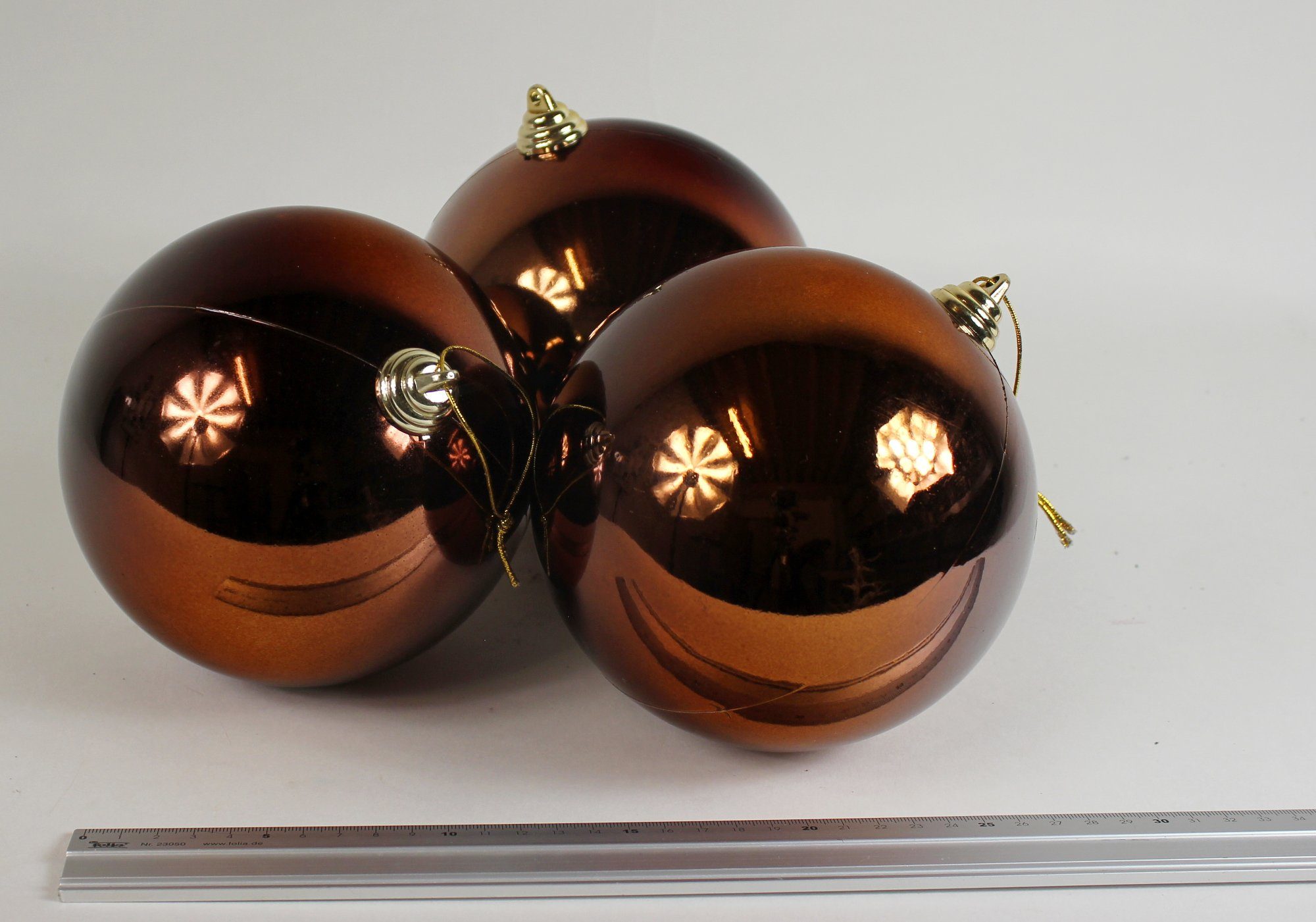 3 von Stück Lucht cm braun Lucht Weihnachtsbaumkugel 15 Weihnachtskugeln Kunststoff