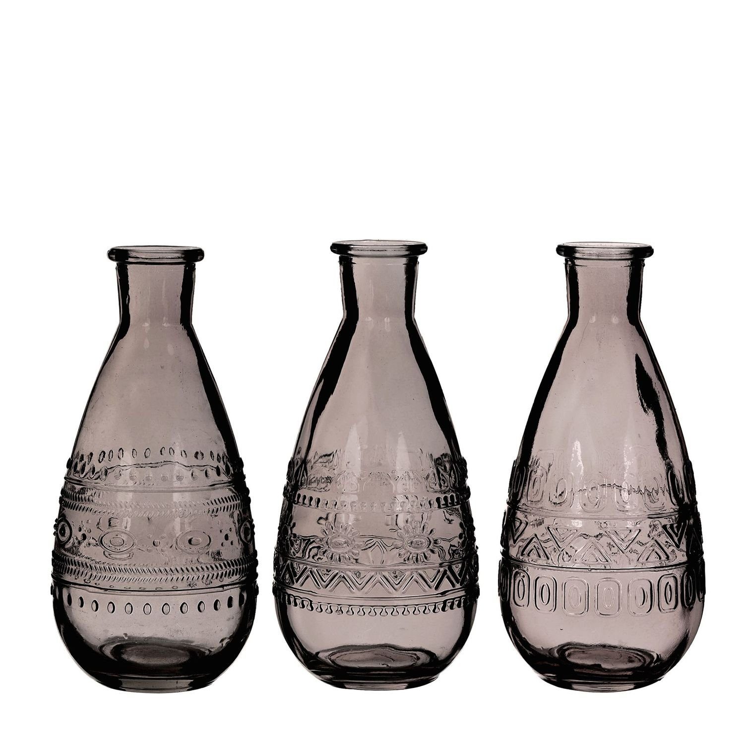 NaDeco Dekovase Glas Flasche cm Rome cm in Grau h. 15,8 Ø 7,5