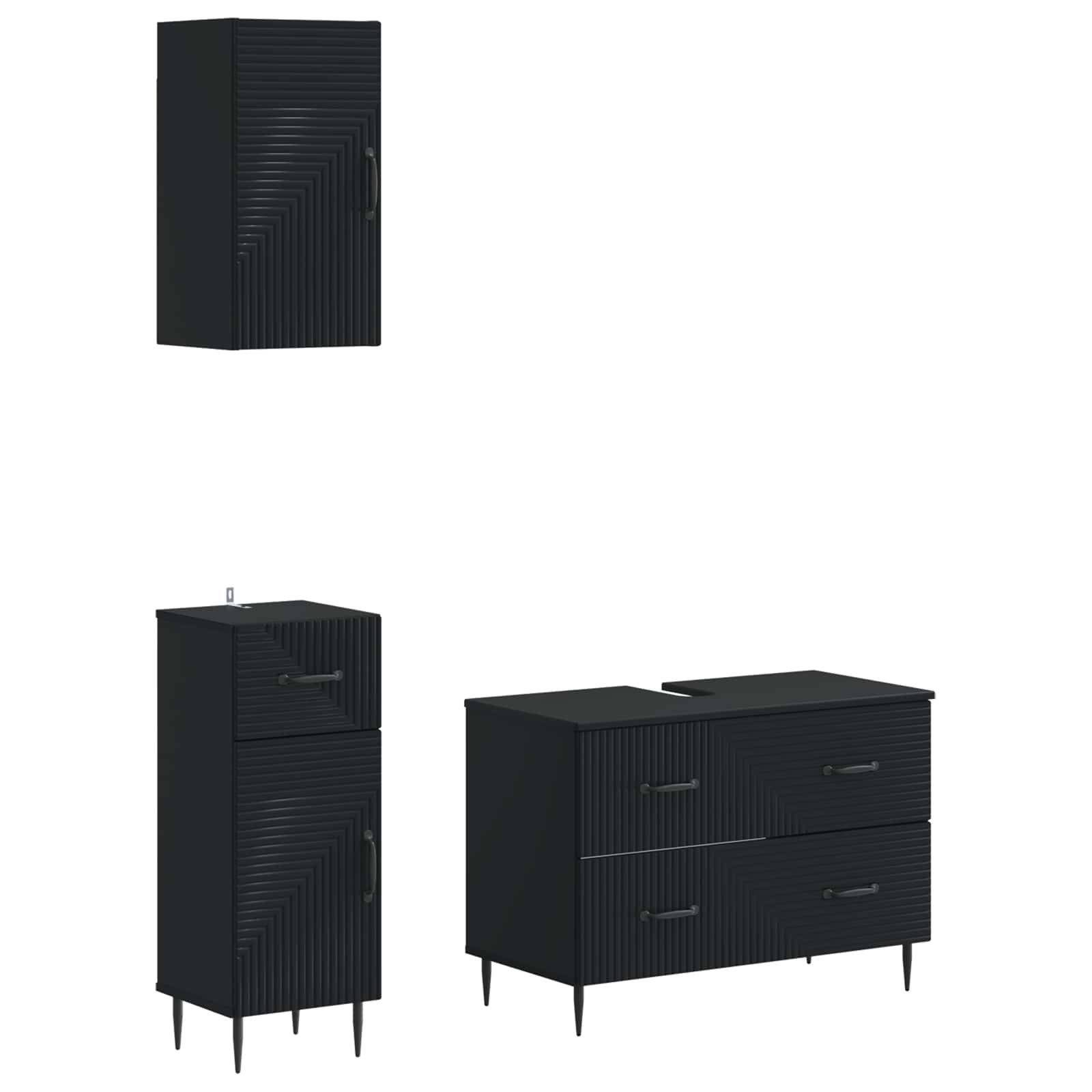 vidaXL Gartenlounge-Set 3-teiliges Badezimmer-Schranksystem HAARLEM Schwarz