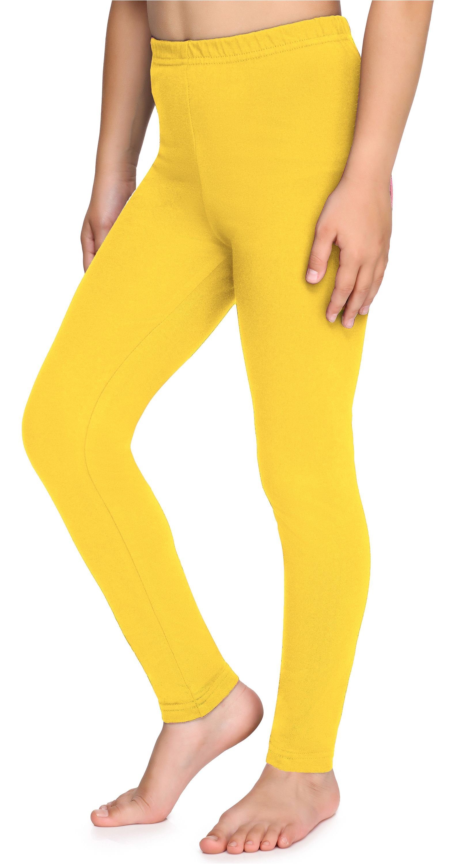 Leggings Merry Lange Baumwolle MS10-225 Mädchen elastischer Leggings Style Gelb Bund aus (1-tlg)