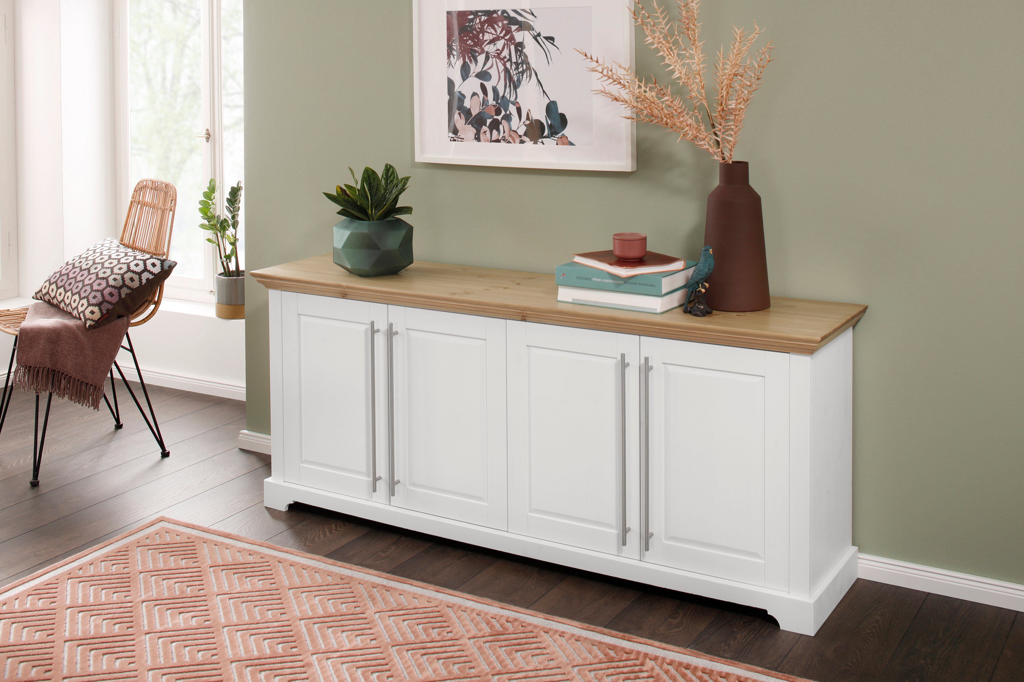 OTTO home Kommode Melissa, aus massiver Kiefer, FSC® zertifiziert, 4-türig, Breite 171 cm