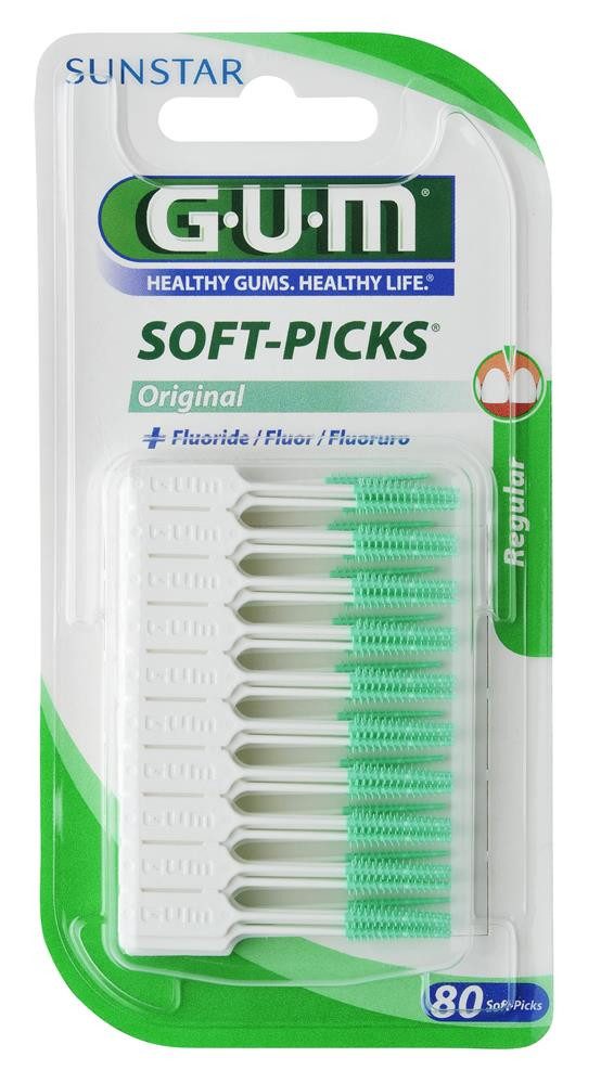 GUM Interdentalbürsten GUM SOFT-PICKS medium 80 (0,9 - 1,1 mm) und Interdental Gel 20ml