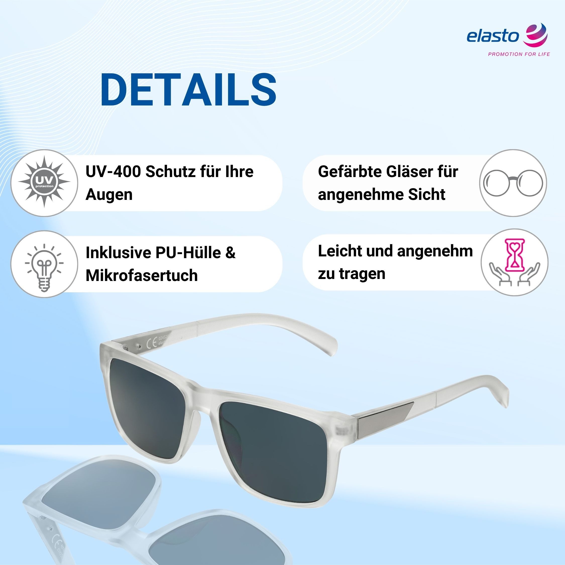 elasto Sonnenbrille Brille 'Nova' mit UV-400 Schutz - Sonnenbrille Herren Damen