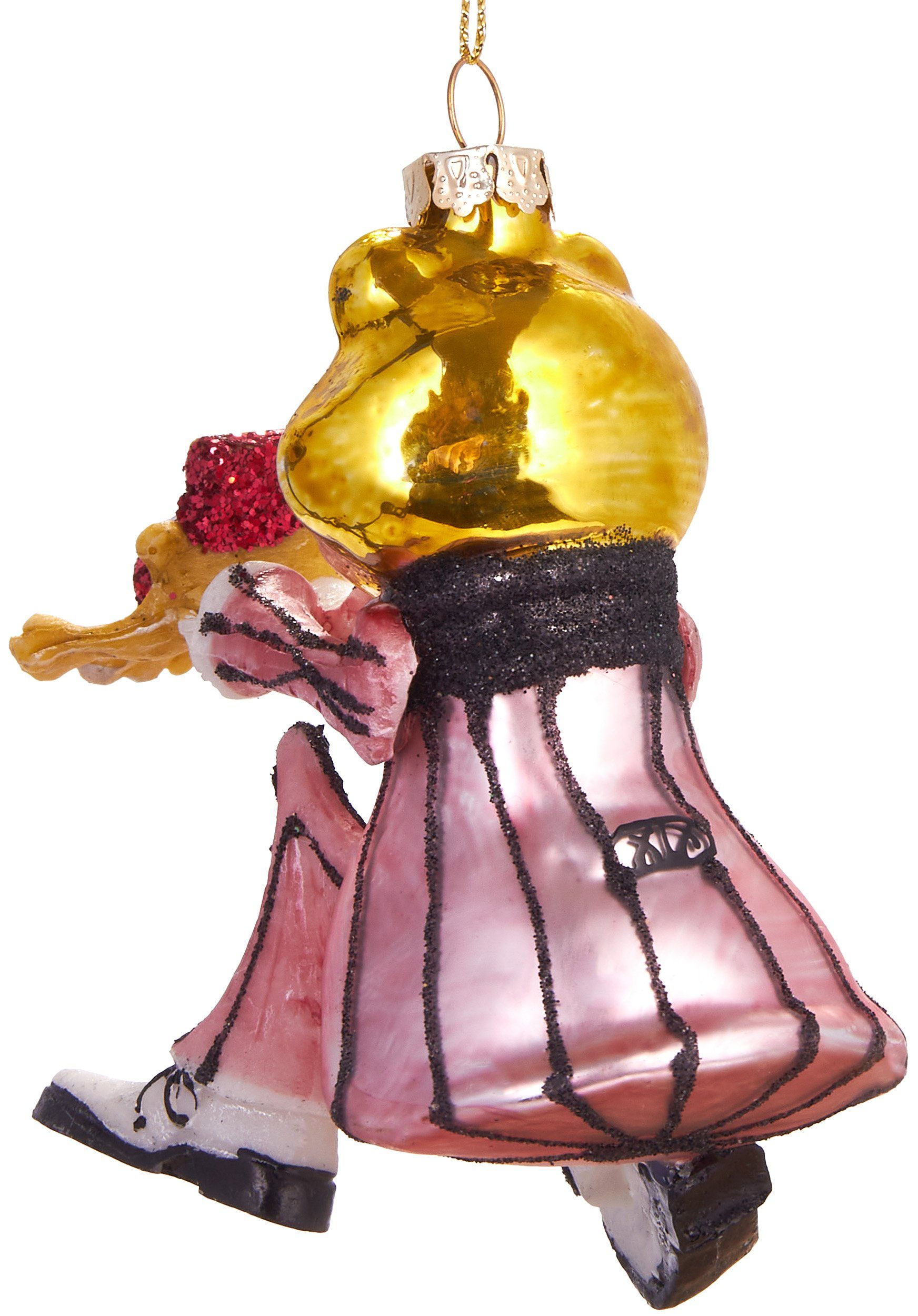 BRUBAKER Christbaumschmuck Handbemalte Weihnachtskugel Froschprinz mit Ring, märchenhafte Weihnachtsdekoration aus Glas - 11 cm