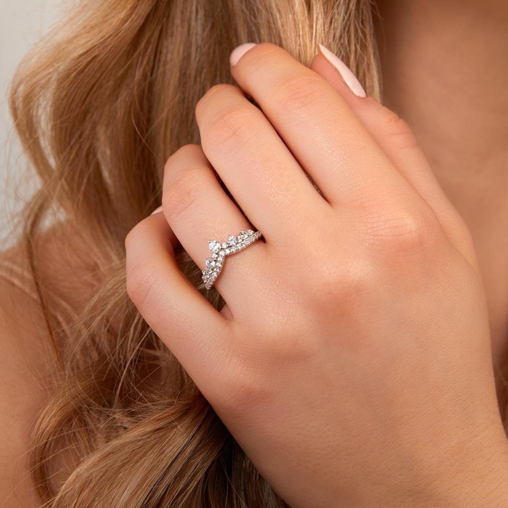 JEWLIX Silberring Damenring im funkelnden Tiara?Design mit Zirkonia SR0499 – Bild 2 von 5