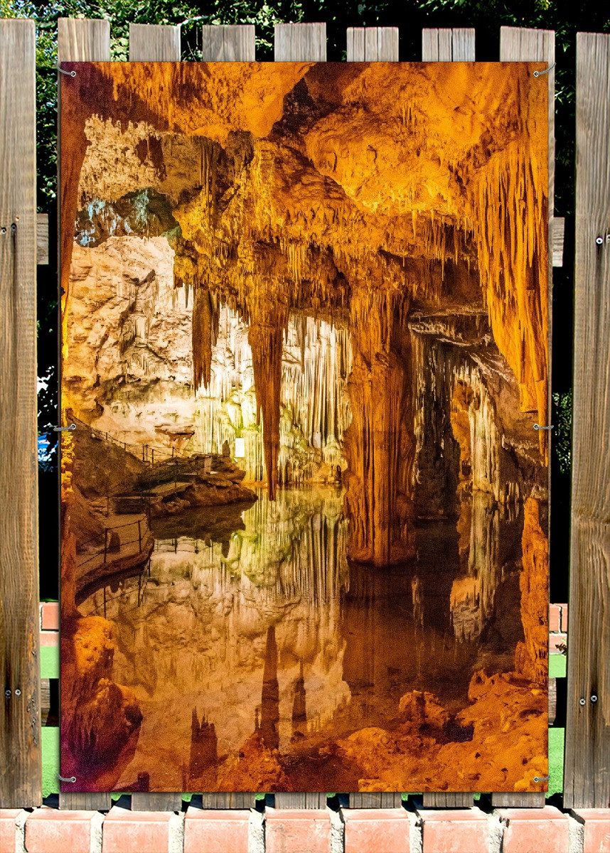 Wallario Sichtschutzzaunmatten Bunte Tropfsteinhöhle