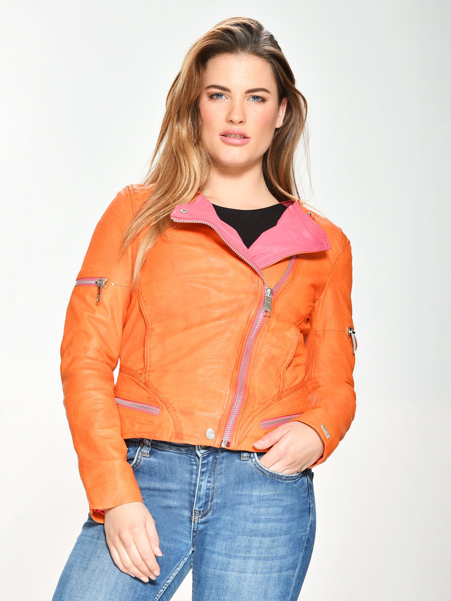 Großes Schnäppchen! Diamond orange Lederjacke Maze