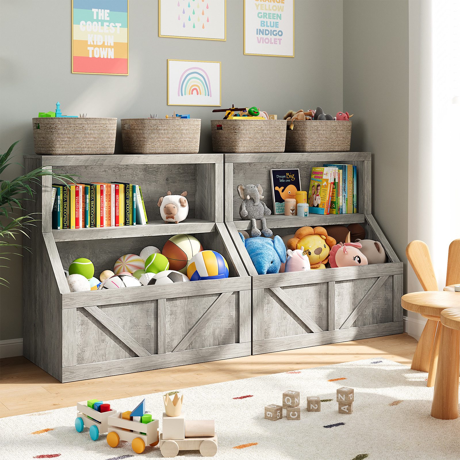 GarveeMore Kinderregal Bücherregal Kinder Spielzeugregal 80x42x81cm – Bild 4 von 5