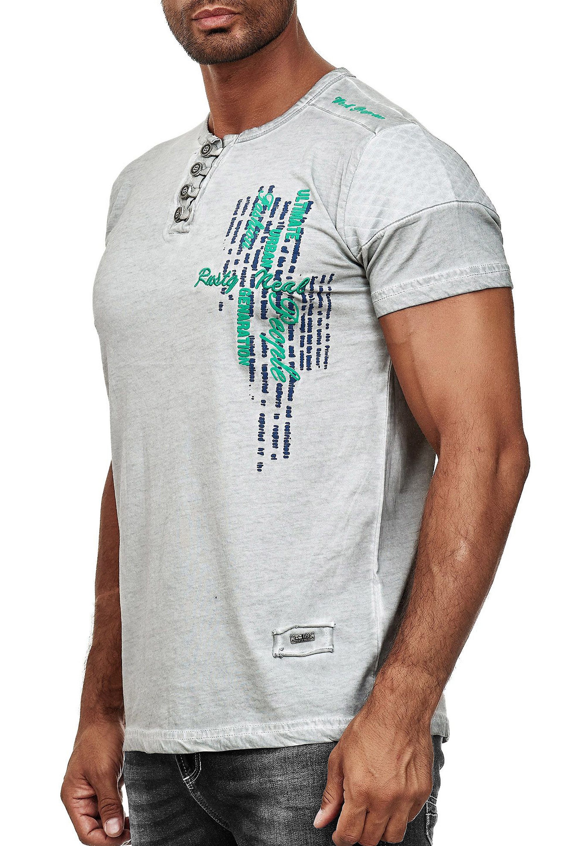 R-NEAL T-Shirt T-Shirt Verwaschen mit Knopfleiste günstig online kaufen
