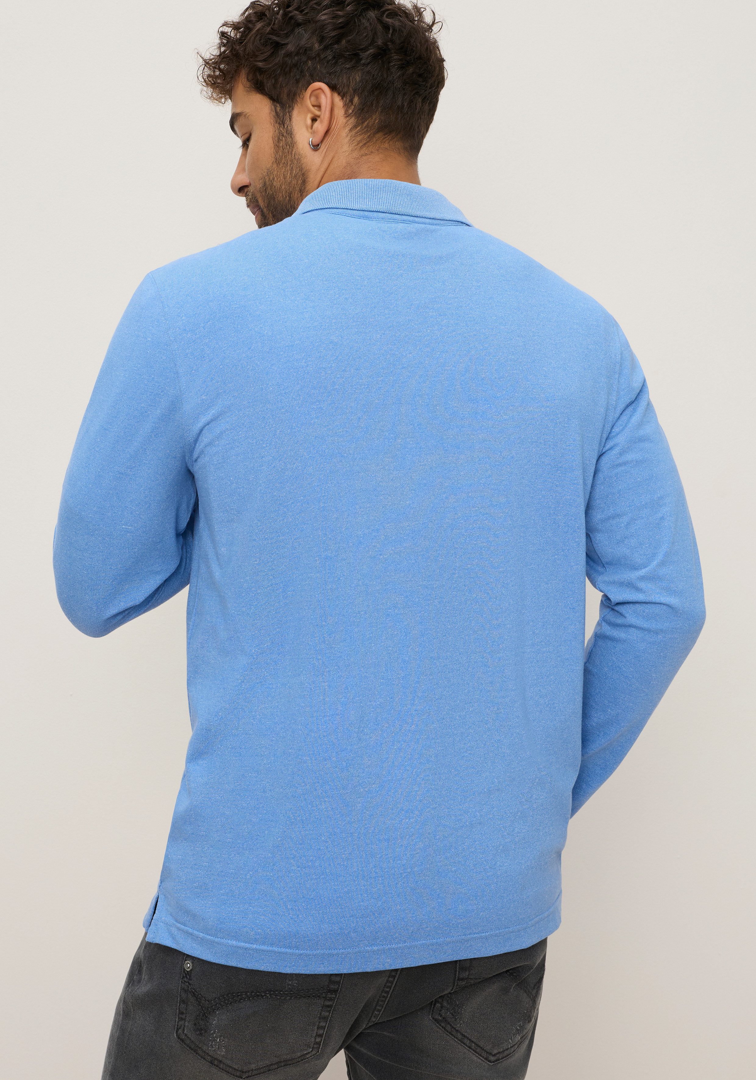 Bruno Banani Langarm-Poloshirt mit Polokragen, melierte Optik