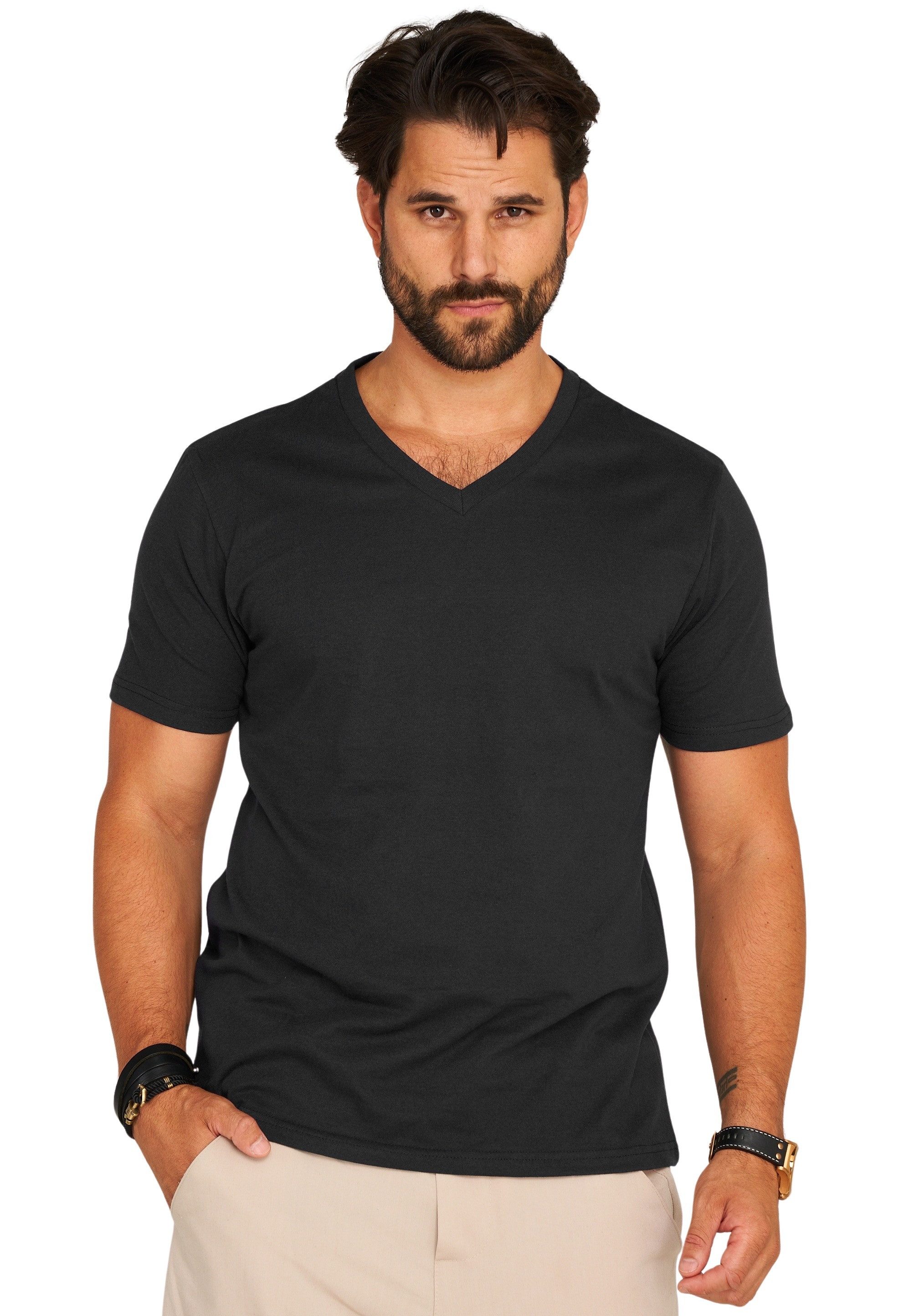 DAILY COTTON T-Shirt BASETEEV (Packung, 3er-Pack) Herren Basic Kurzarm Shirt V-Neck V-Ausschnitt