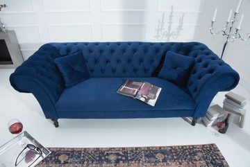 Casa Padrino Chesterfield-Sofa Chesterfield Sofa in Blau 225 x 90 x H. 79 cm - Designer Chesterfield Sofa