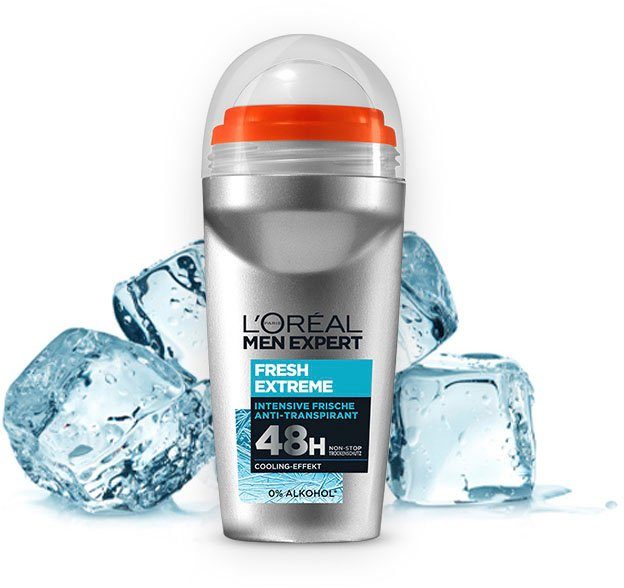 L'ORÉAL PARIS MEN EXPERT Deo-Roller Extreme Packung, 6-tlg. Fresh, Roll-on Deo