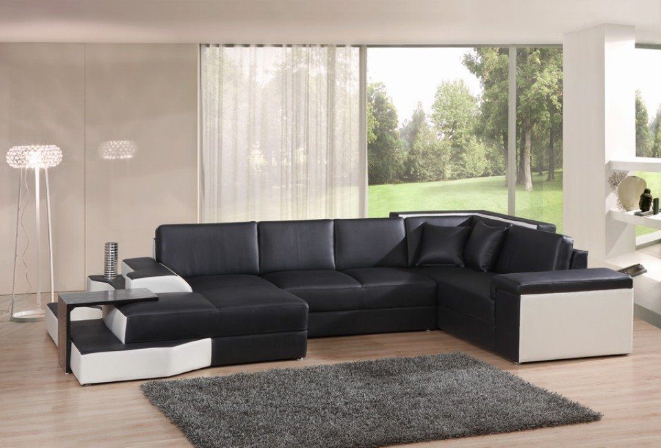 JVmoebel Ecksofa, XXL Design Big Sofa Ecksofa Couch Wohlandschaft U Form Leder Textil