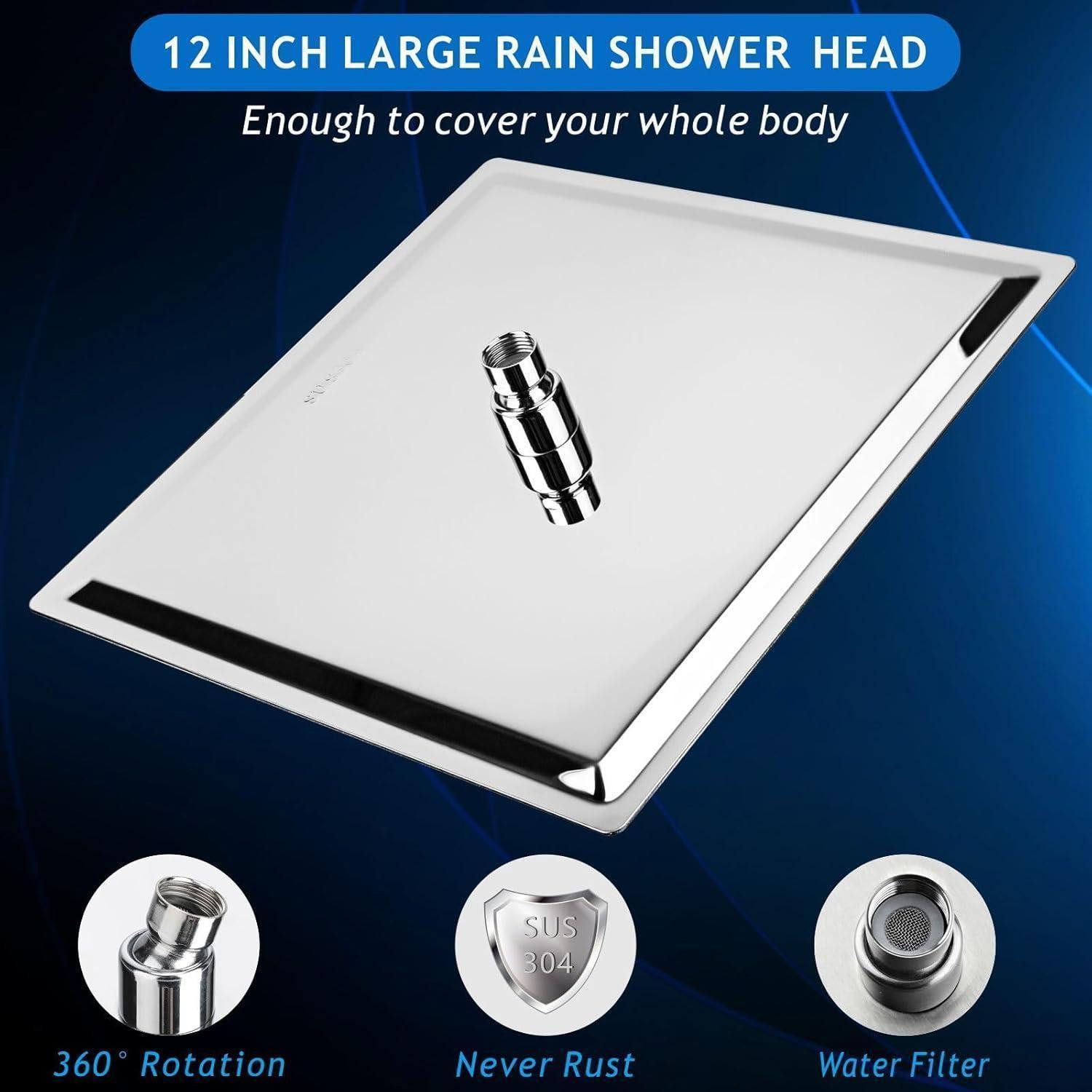 LuxusKollektion Regenduschkopf Regenduschkopf 30cm Duschkopf mit 40.5cm Duscharm Quadratisch