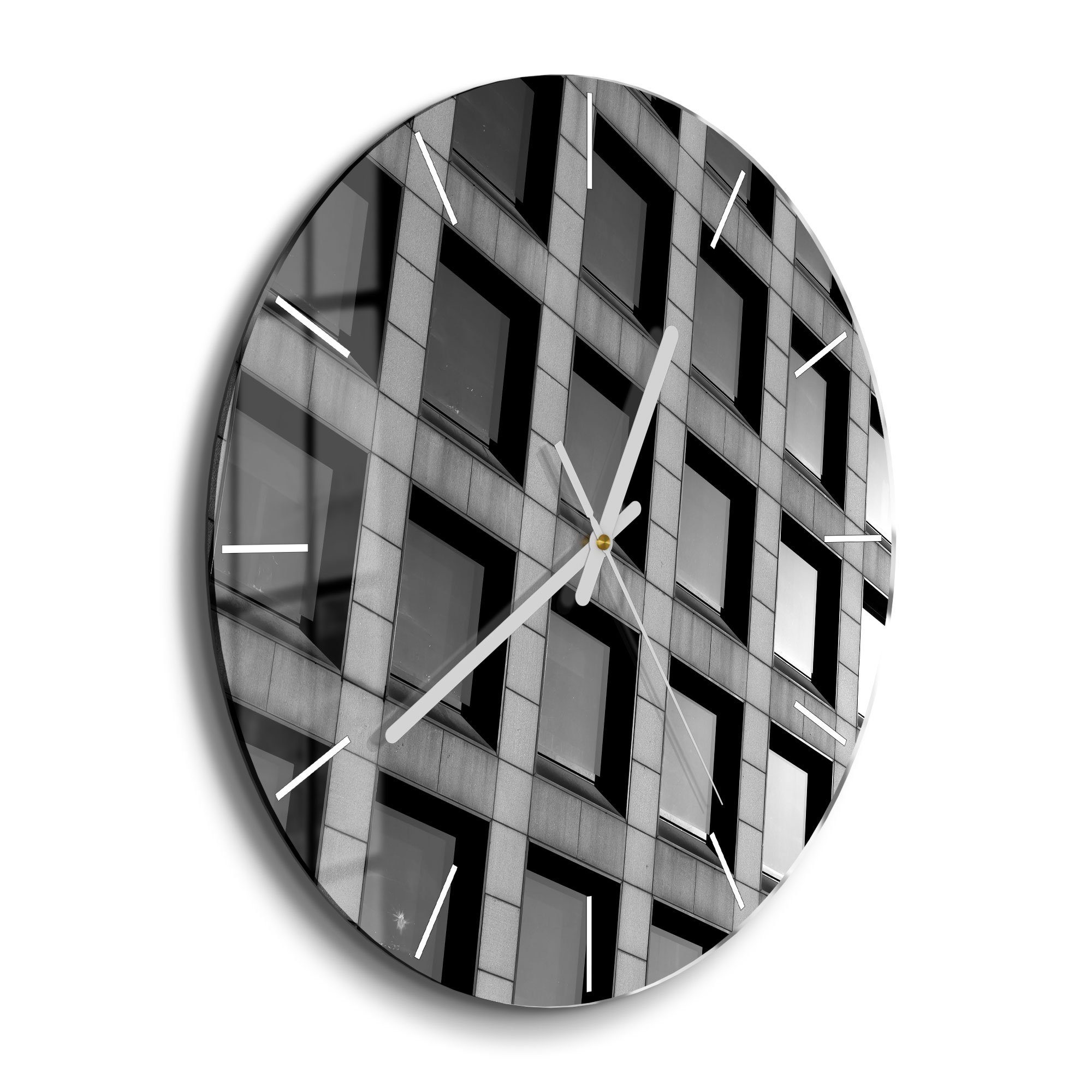 DEQORI Wanduhr 'Fensterscheiben' (Glas Glasuhr modern Wand Uhr Design  Küchenuhr)