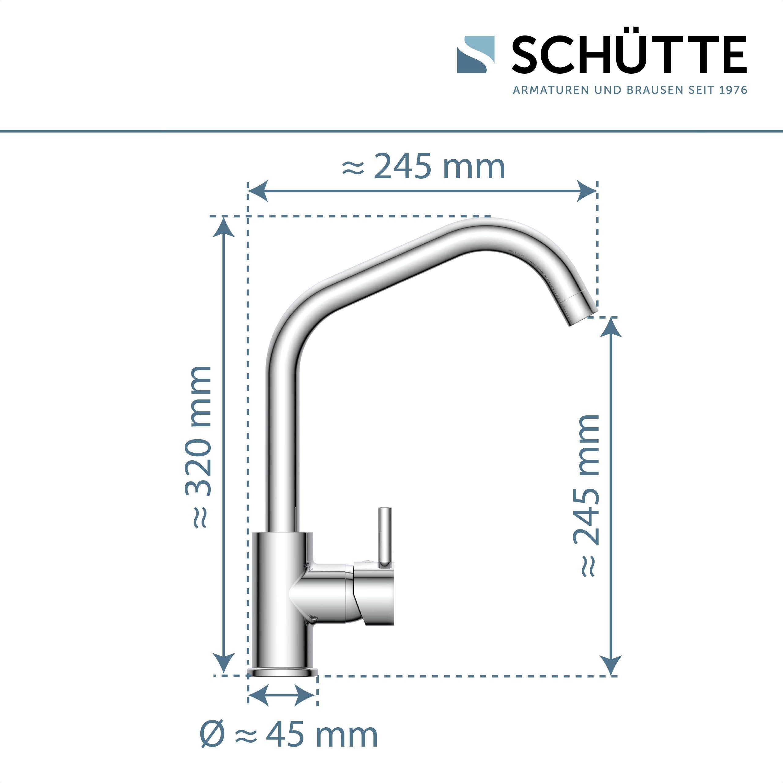 Chrom Mischbatterie, schwenkbare 360° Wasserhahn, Schütte Spültischarmatur energiesparender Casella