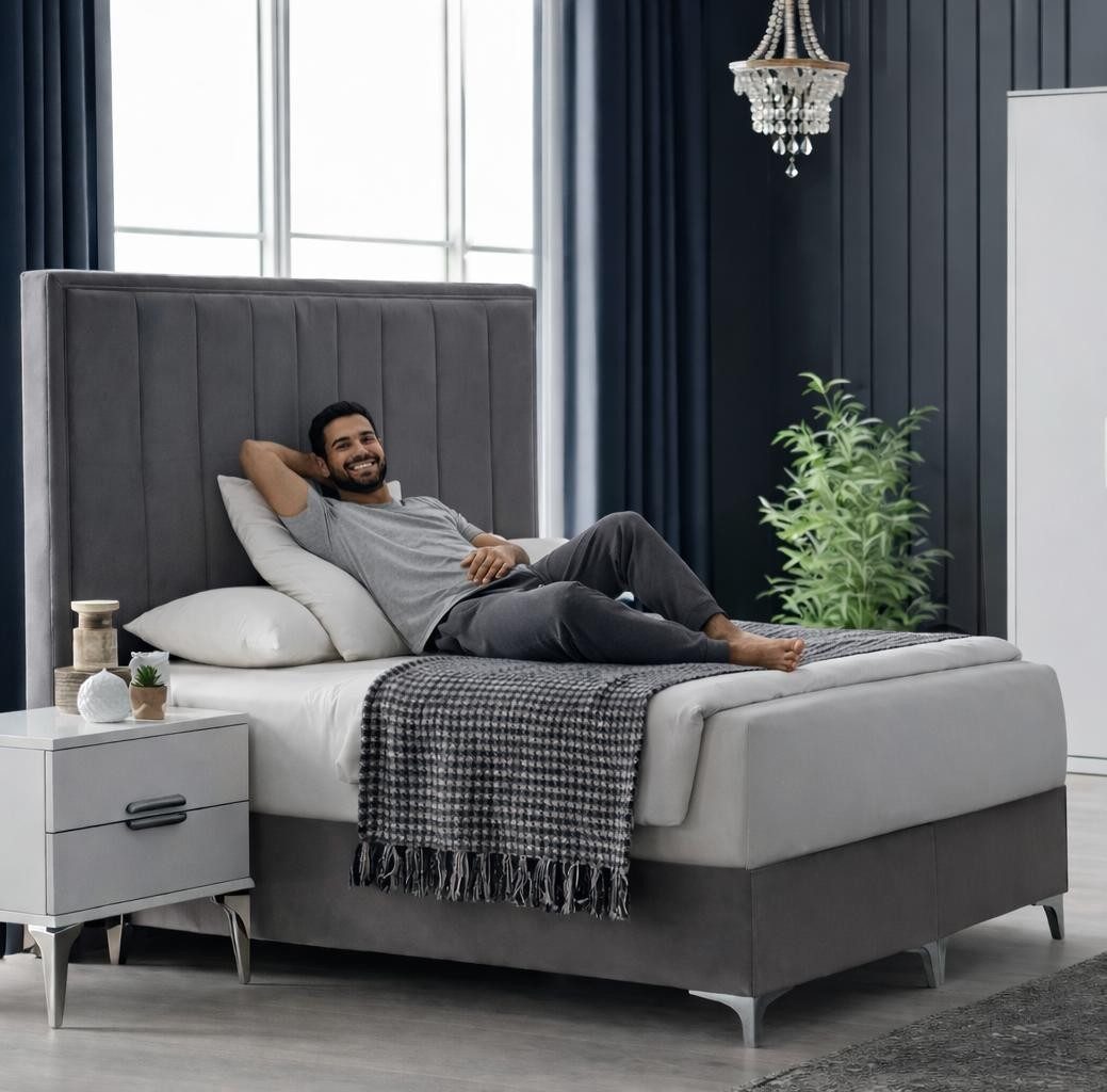 JVmoebel Nachttisch Hochwertiger Designer Nachttisch Graue Nachtkonsole Edle Holzmöbel, Made in Europa