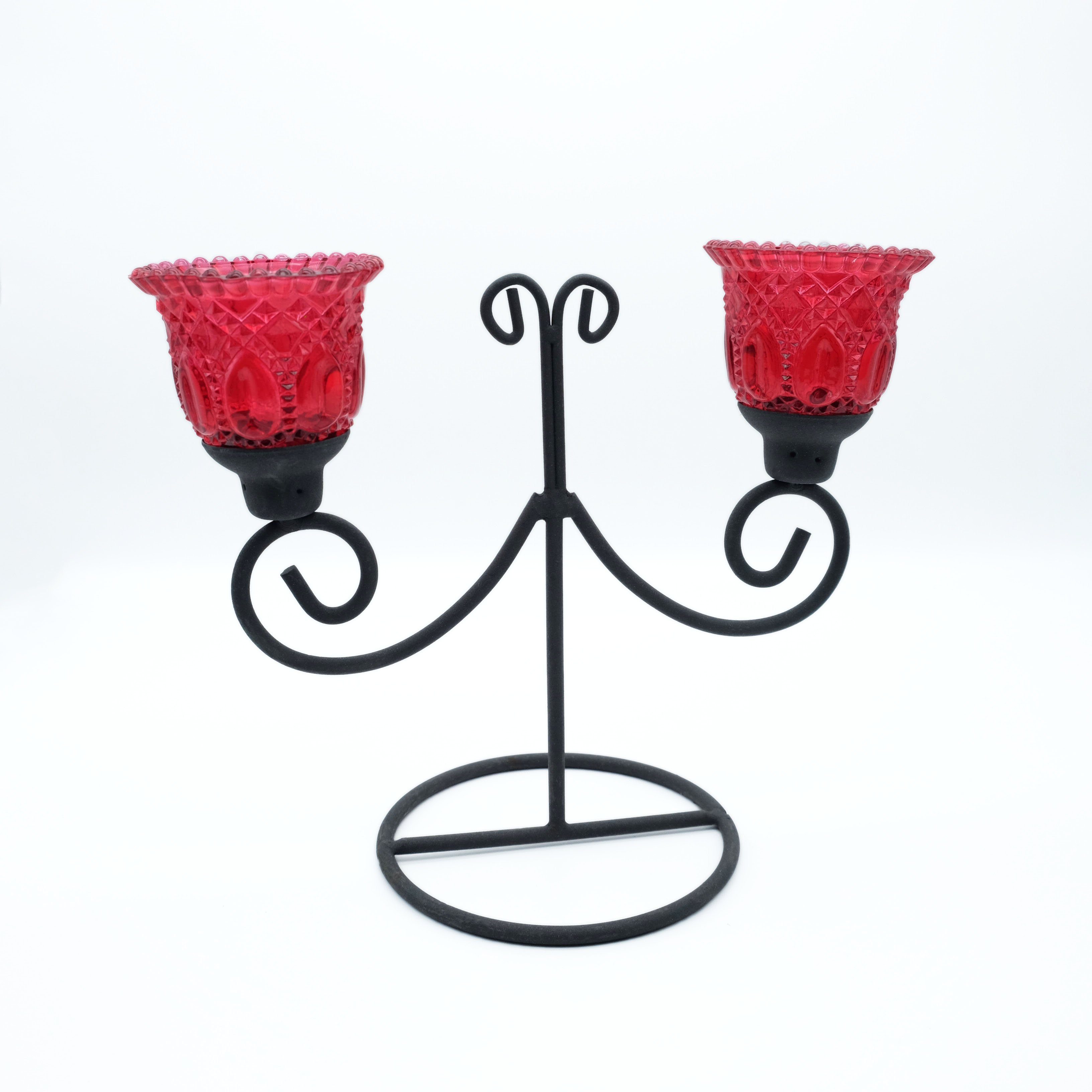 DeColibri standfest Glas, Teelichthalter rot Kerzenständer Kerzenhalter, Kerzenständer,