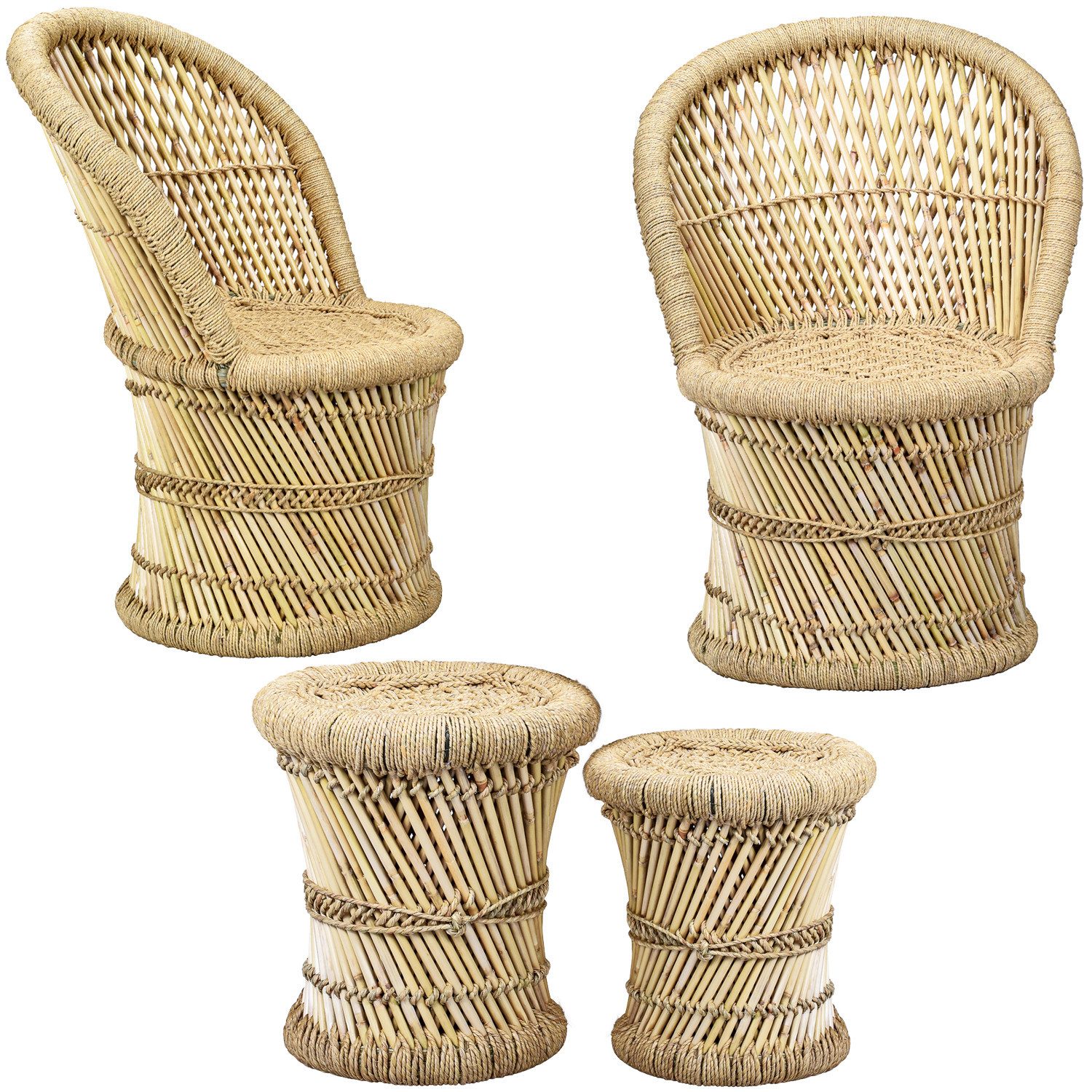 Marrakesch Orient & Mediterran Interior Gartensessel Balkon Möbel Set Aleja Benita 4 Teilig, Handarbeit