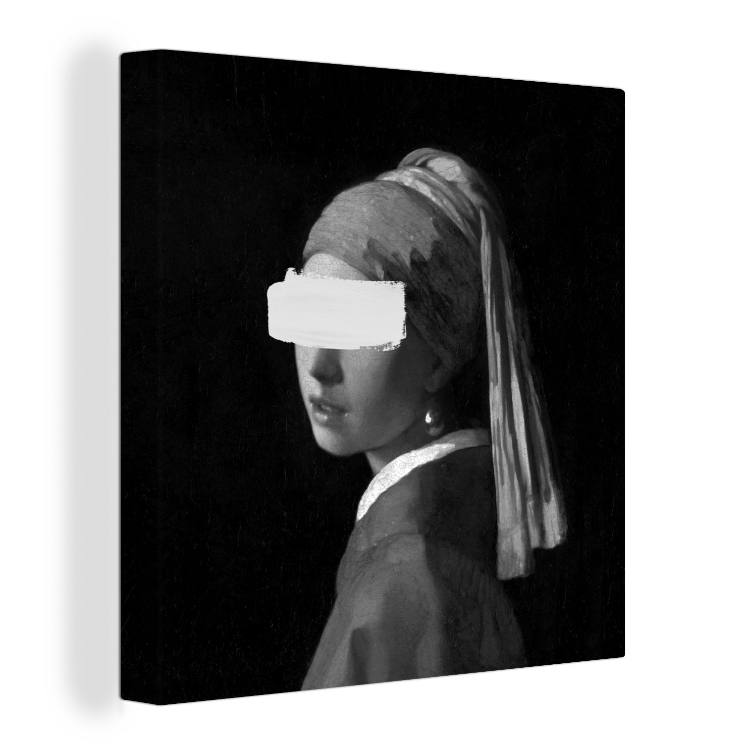 OneMillionCanvasses® Gemälde Das Mädchen mit dem Perlenohrring - Johannes Vermeer - Schwarz und, (1 St), Leinwand Bilder für Wohnzimmer Schlafzimmer bunt