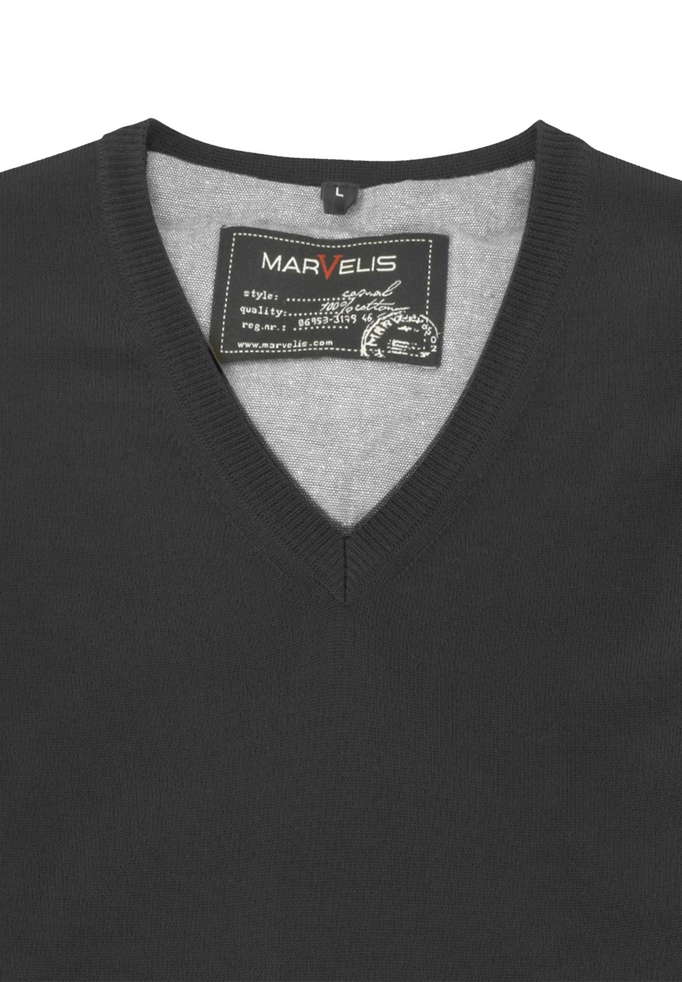 MARVELIS V-Ausschnitt-Pullover Pullover - Casual Fit - V-Ausschnitt - Einfarbig - Schwarz
