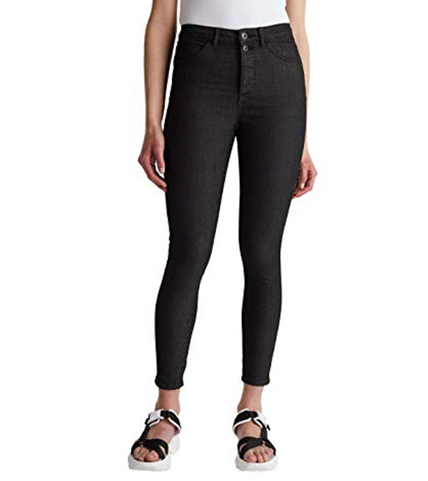 Esprit Stoffhose »edc by ESPRIT Skinny Jeans knöchellange Damen High-Waist- Hose Freizeit-Hose Schwarz« online kaufen | OTTO