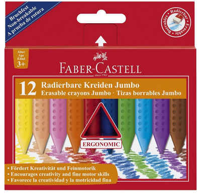 Faber-Castell Gummibänder FABER-CASTELL Radierbare Kreiden JUMBO, 12er Kartonetui