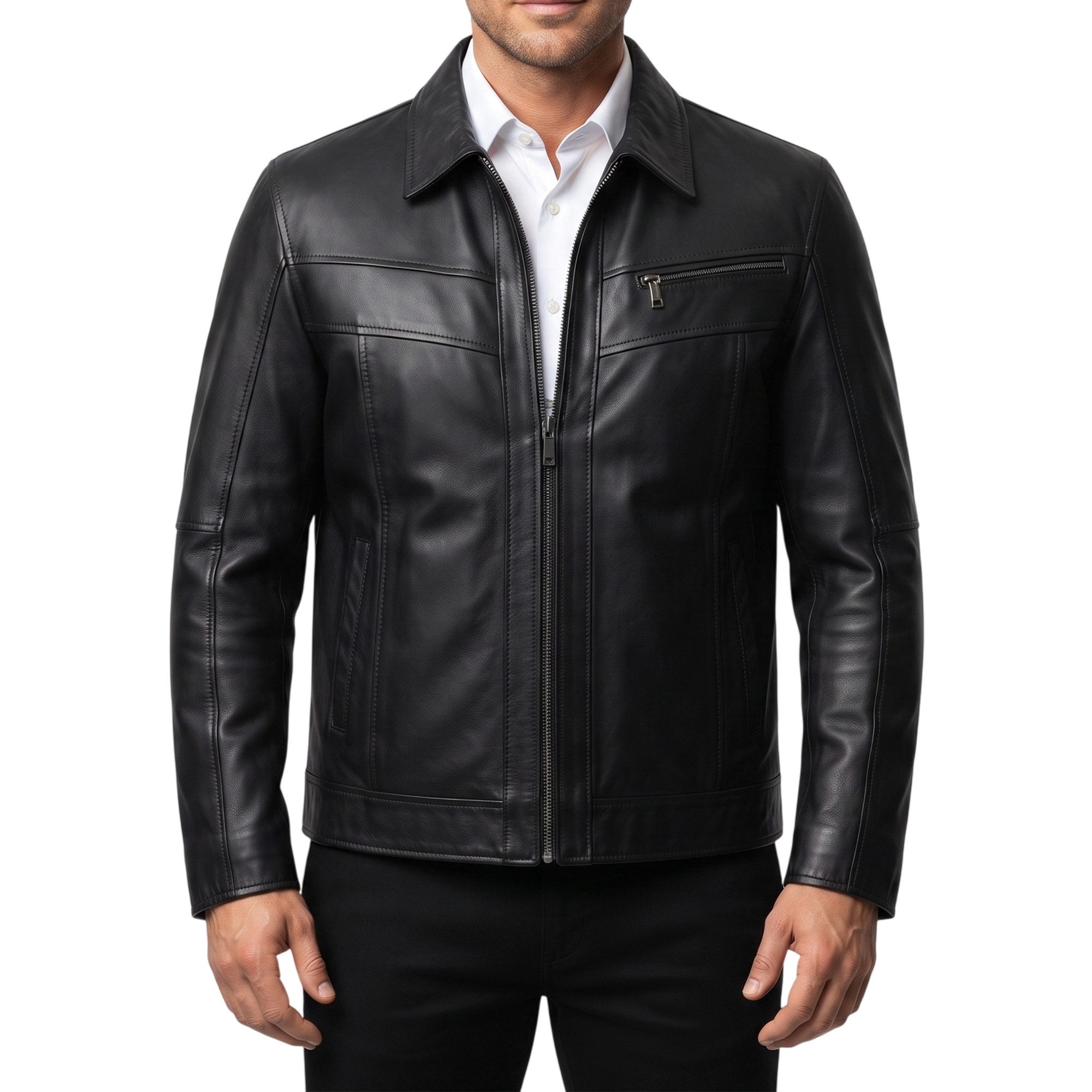 German Wear Lederjacke Trend 505J Lederjacke Jacke aus Lamm Nappa Leder schwarz
