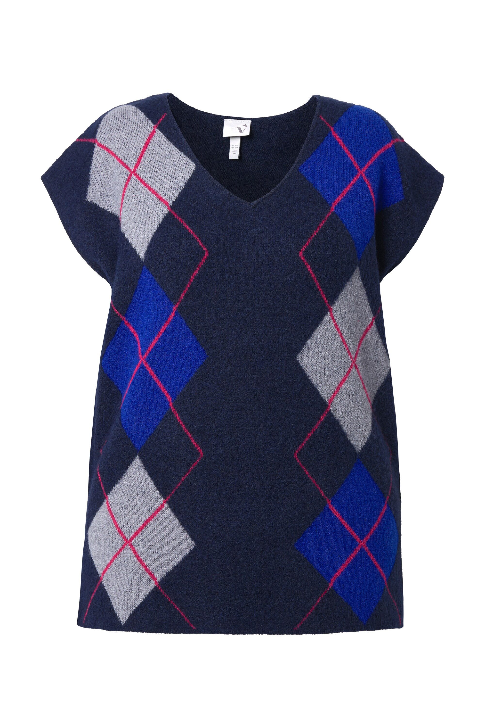 Ulla Popken Strickpullover Pullunder V-Ausschnitt Rhombenmuster