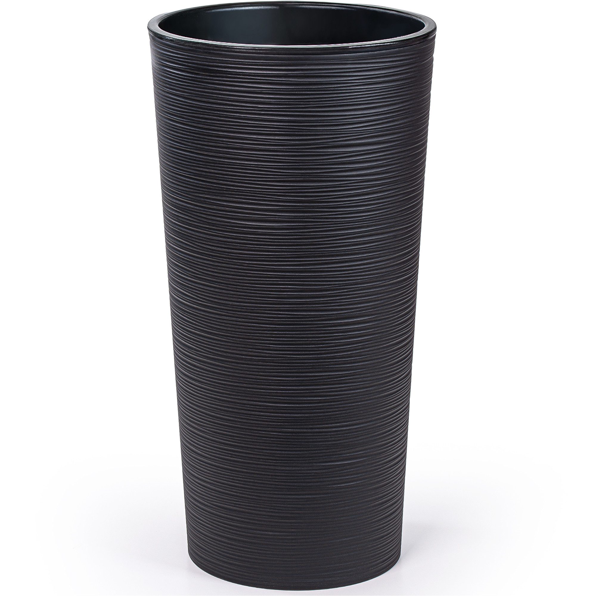 KONZEPT Blumentopf hoch 57 cm aus Kunststoff mit Einsatz, Ø 29,5cm, Indoor, Meißel-Optik, Outdoor, UV- & wetterbeständig, mit Einsatz