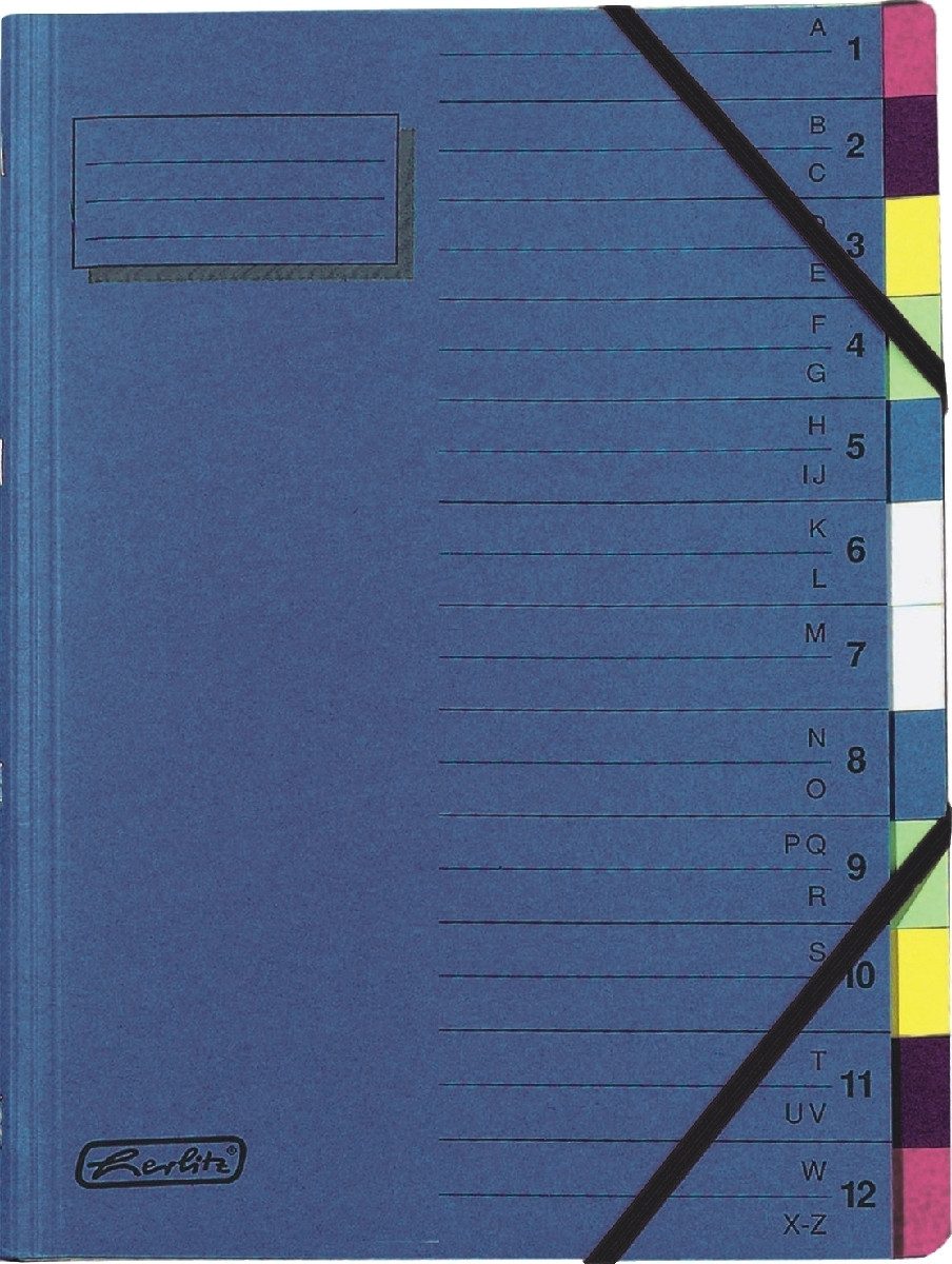 Herlitz Fächermappe Ordnungsmappe 1-12/A-Z 12 Fächer blau