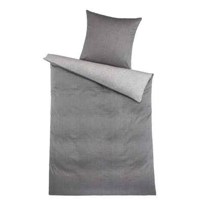 Bettwäsche Mako Satin Bettwäsche 2-Teilig Grau 135 x 200 cm, HTI-Living, Baumwolle, 2 teilig, 1 Kissenbezug 1 Bettbezug