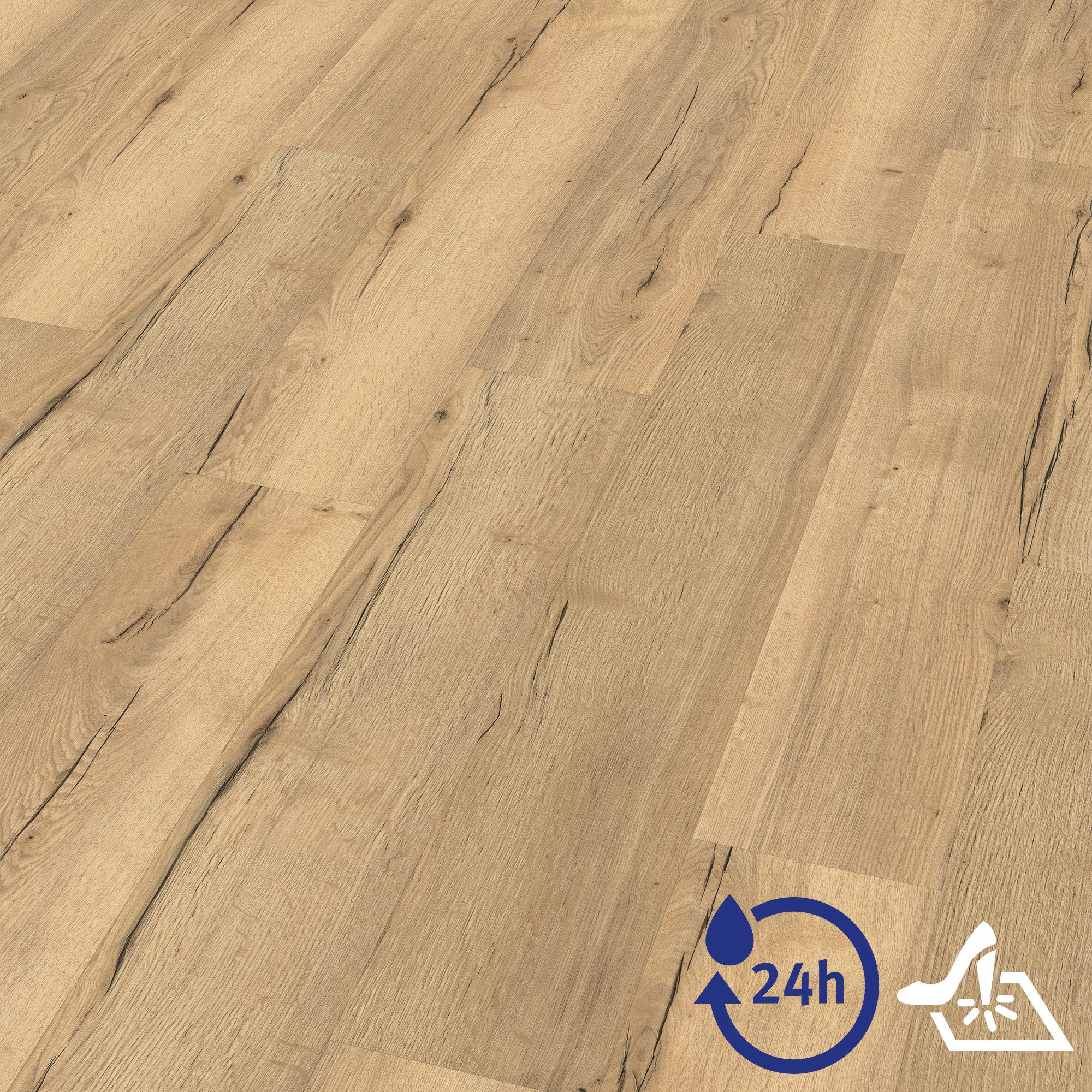 EGGER Vinylboden Aquadura EDF145 Halifax Eiche natur (7,5mm, 1,995qm), Wasserbeständig, Holzbasierter elastischer Bodenbelag mit HDF Trägerplatte