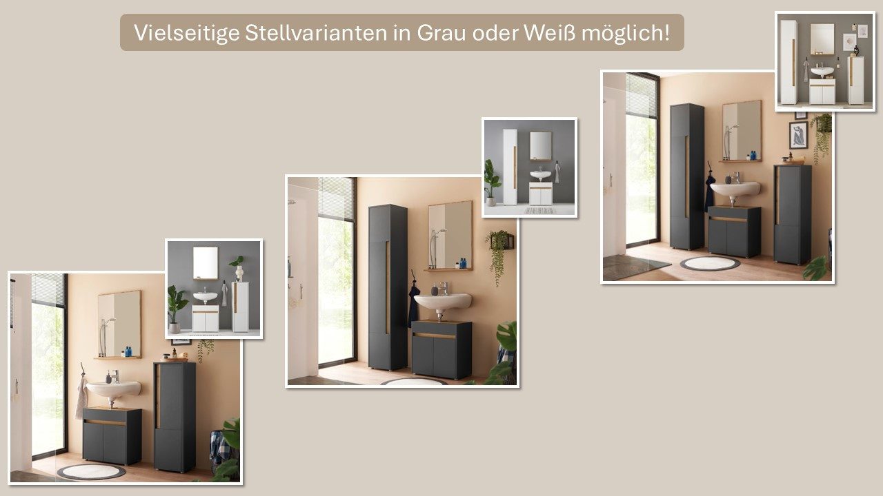 Home affaire Midischrank CITY/GIRON, Badschrank mit Griffmulde, Hochschrank in zeitlosem Design in den Farben Weiß und Anthrazit verfügbar, viel Stauraum