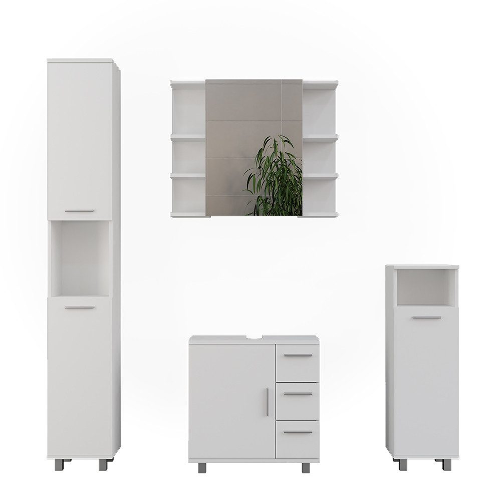 Badmöbel-Set Ilias, Weiß, 4 Teile