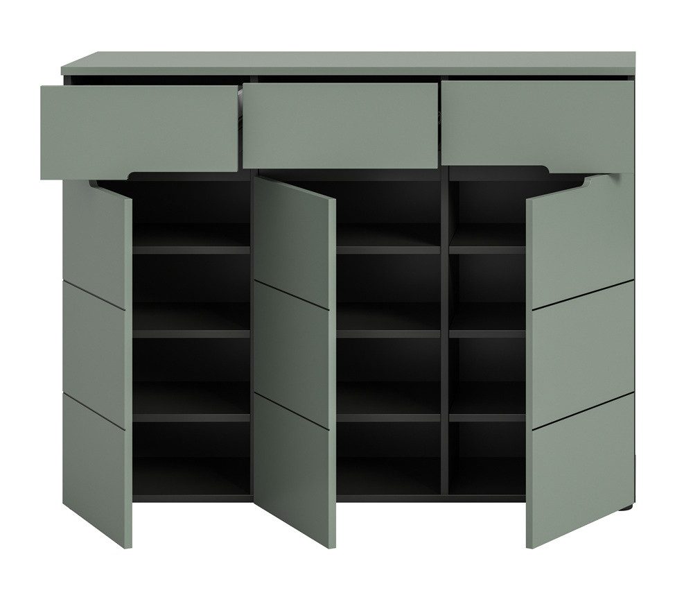 xonox.home Sideboard Schuhschrank Canu, Smoke Green / Basalt grau, 120 cm