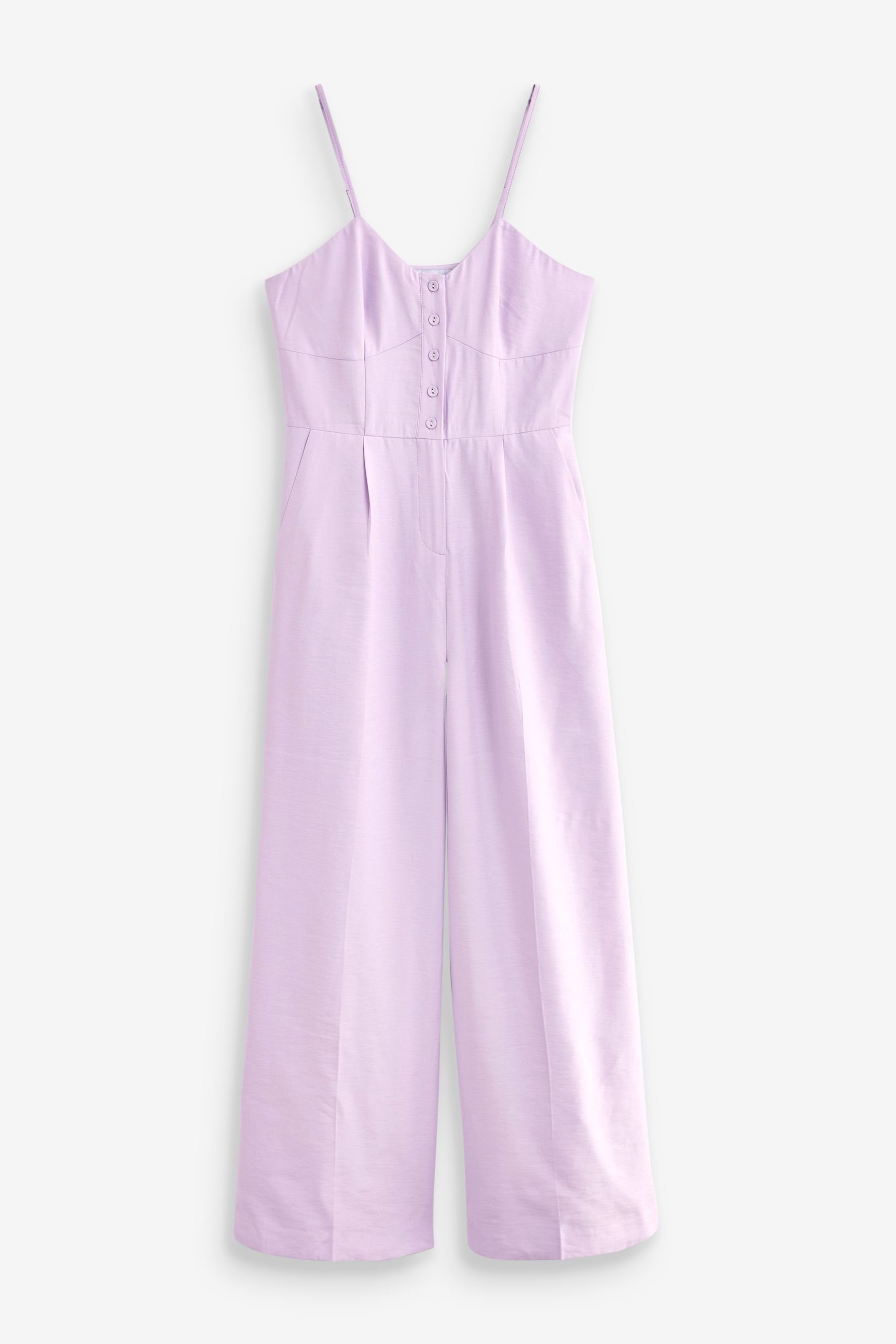 Next Jumpsuit Jumpsuit mit Trägern und Knopfdetail (1-tlg) Lilac Purple