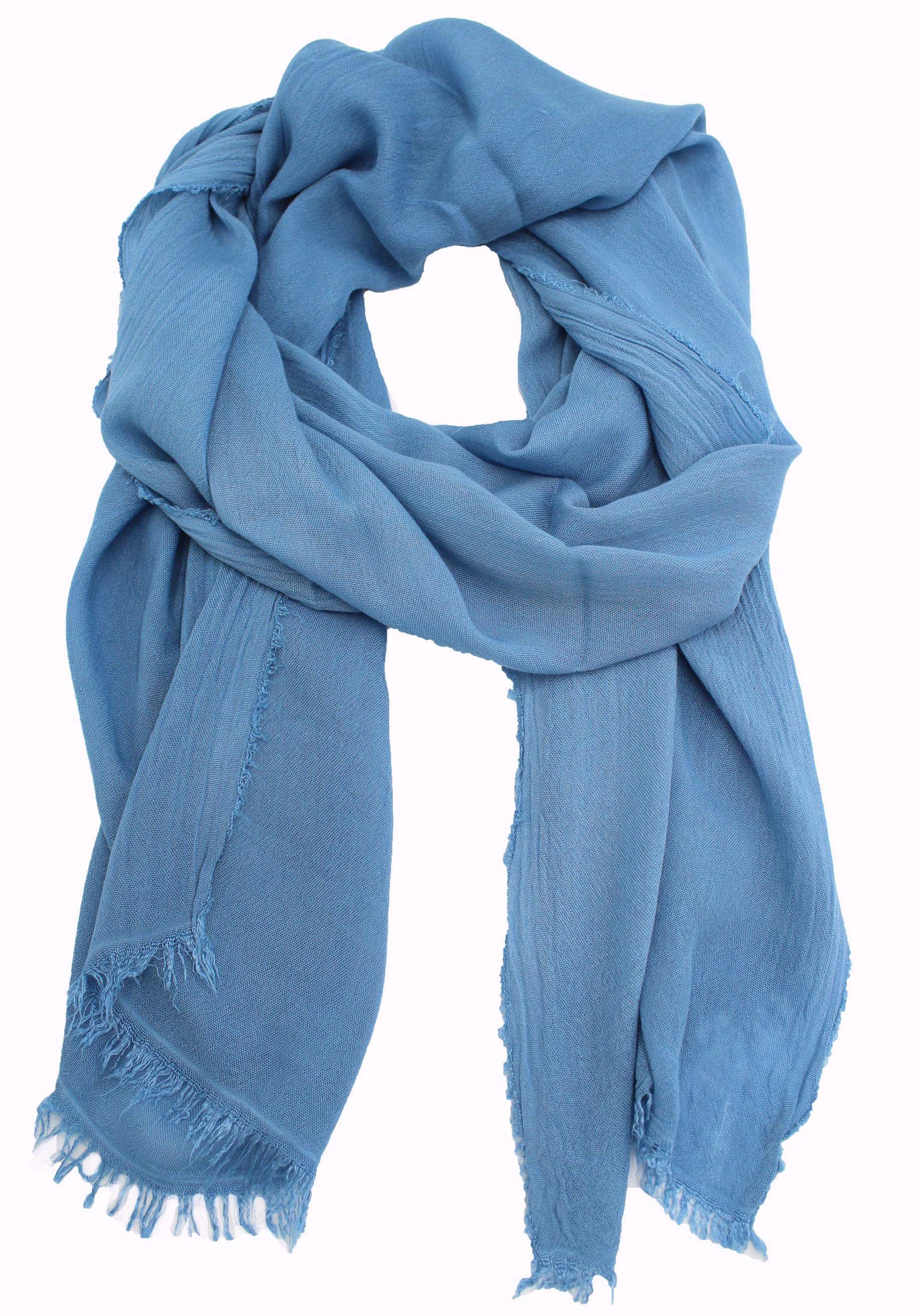 leslii Schal, Basic-Tuch mit kleiner Fransenkante jeansblau