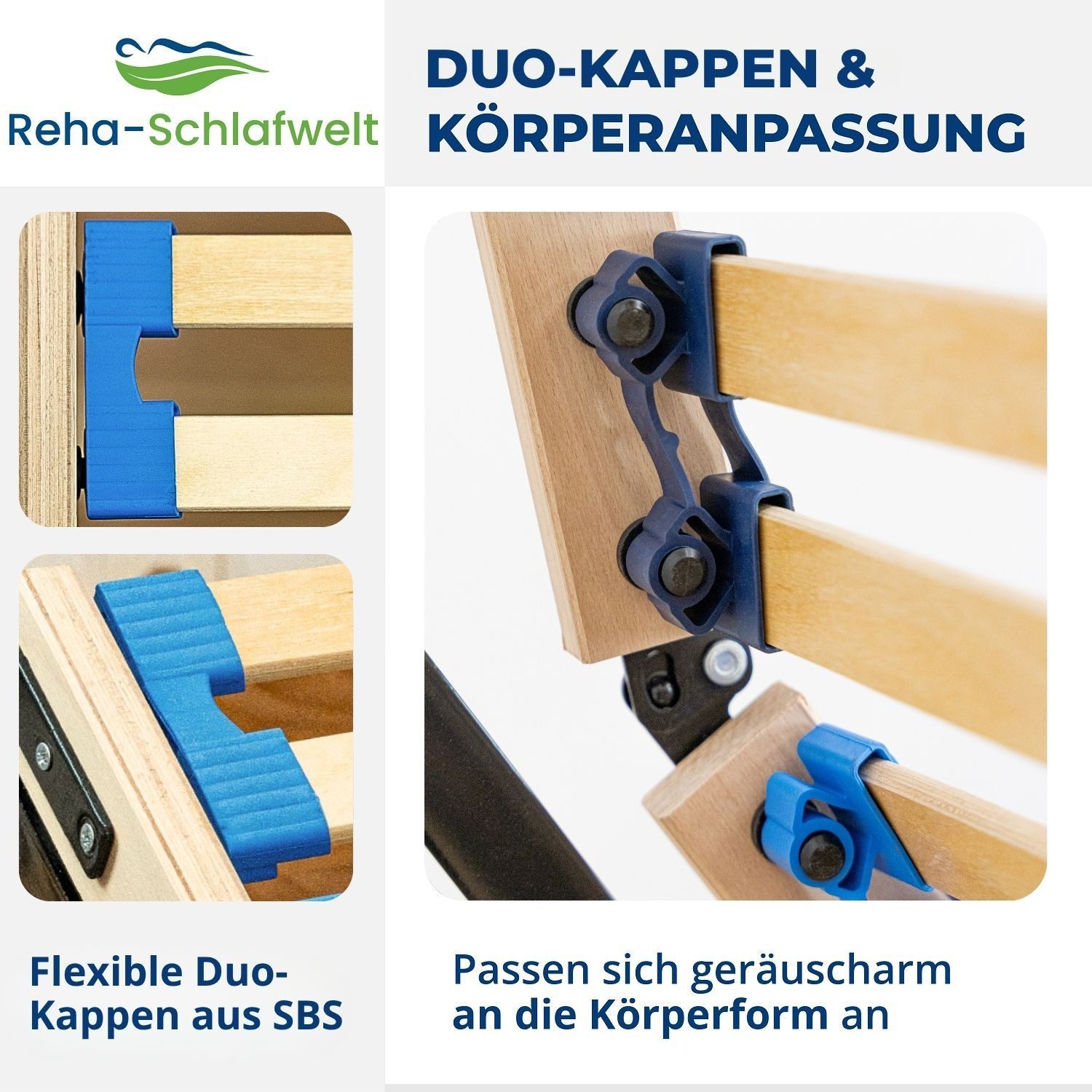 Lattenrost HARMONYFLEX, Reha-Schlafwelt, Kopfteil motorisch verstellbar, Fußteil motorisch verstellbar, 120x200 cm, 28 Leisten, fertig montiert, Härtegrad, Made in Germany