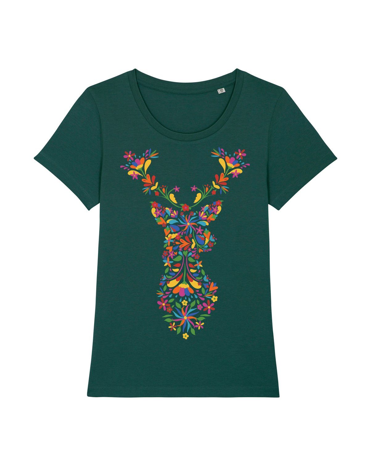 wat? Apparel Print-Shirt Floral Deer glazed (1-tlg) grün