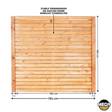 Mega-Holz Sichtschutzelement Sichtschutzzaun- Set Rhombus Kiefer Farbton Pinie, (Sparset), Hochwertiges Kiefernholz vollständig lasiert