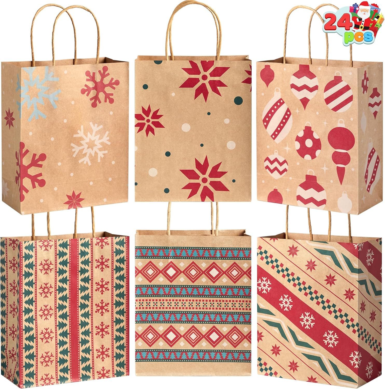 JOYIN Aufbewahrungstasche JOYIN Weihnachts Kraft-Geschenktüten, 24 Stück 6 Motive