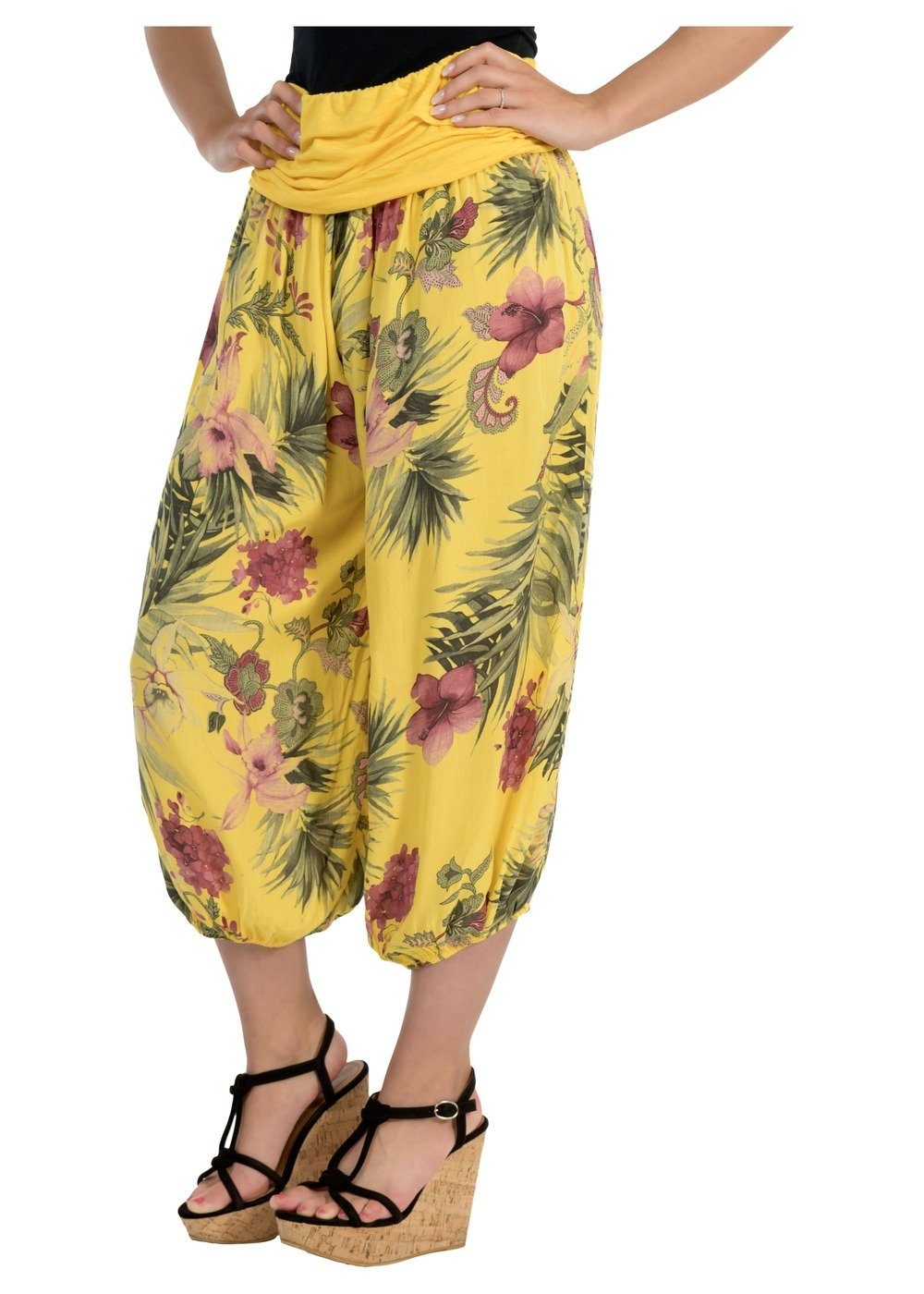 malito more than fashion Haremshose 8938 Aladinhose mit floralem Muster Einheitsgröße gelb