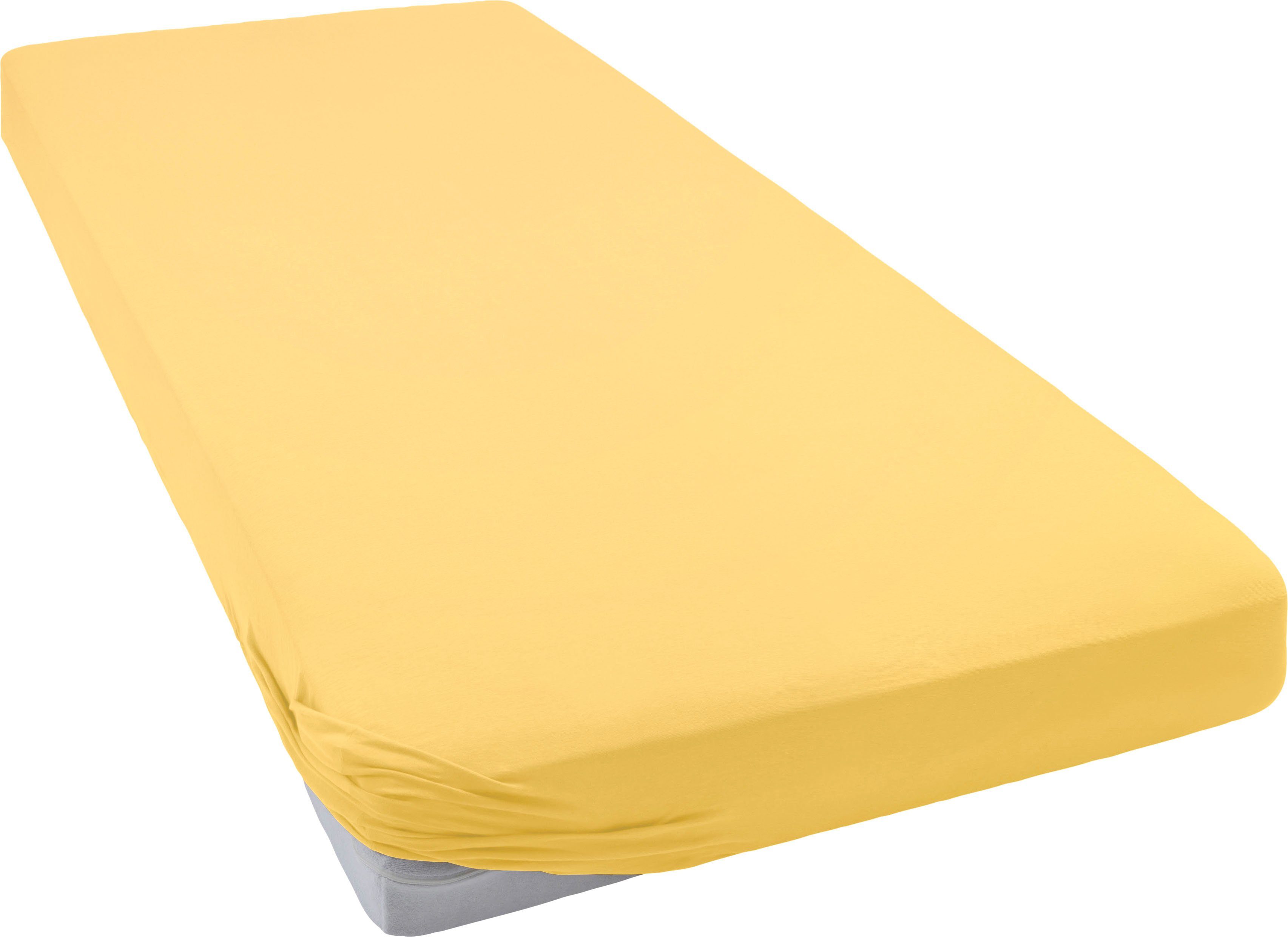 bellana Spannbettlaken bellana exclusiv aus 100% Mako-Baumwolle, 150 g/m², bügelfrei, Mako-Jersey, Gummizug: rundum, (1 Stück), feinste Mako-Baumwolle, Spannbetttuch für Matratzen bis 25cm Höhe