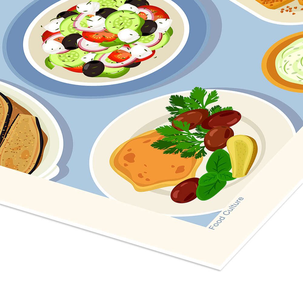 Posterlounge Wandbild Traditional Food - Greek Cuisine, Editors Choice, erhältlich als Poster, Leinwandbild, Wandsticker oder Acrylglasbild