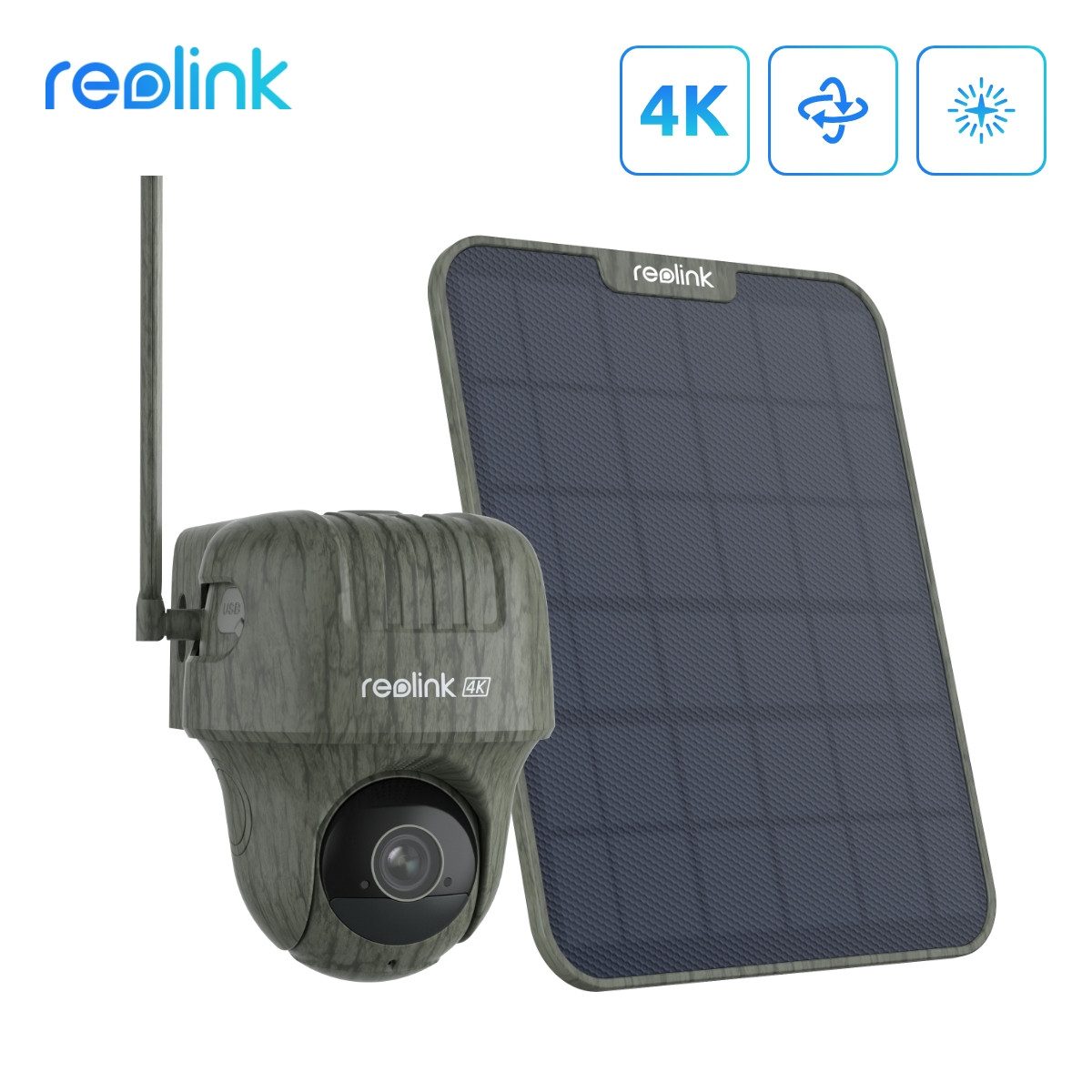 Reolink Wildkamera Ranger PT 4K 4G LTE (Außenbereich, No-Glow,Tiererkennung,Bewegungsmelder, 355°/90° Schwenk,2-Weg-Audio)