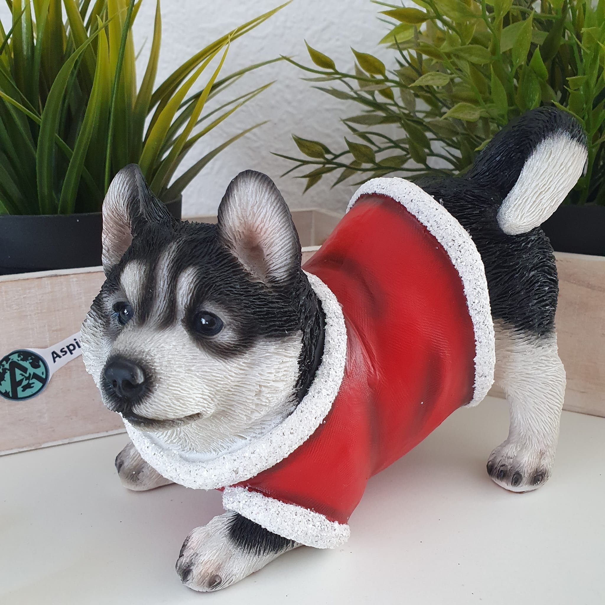 Aspinaworld Weihnachtsfigur Weihnachts Hunde Figur Husky 13 cm