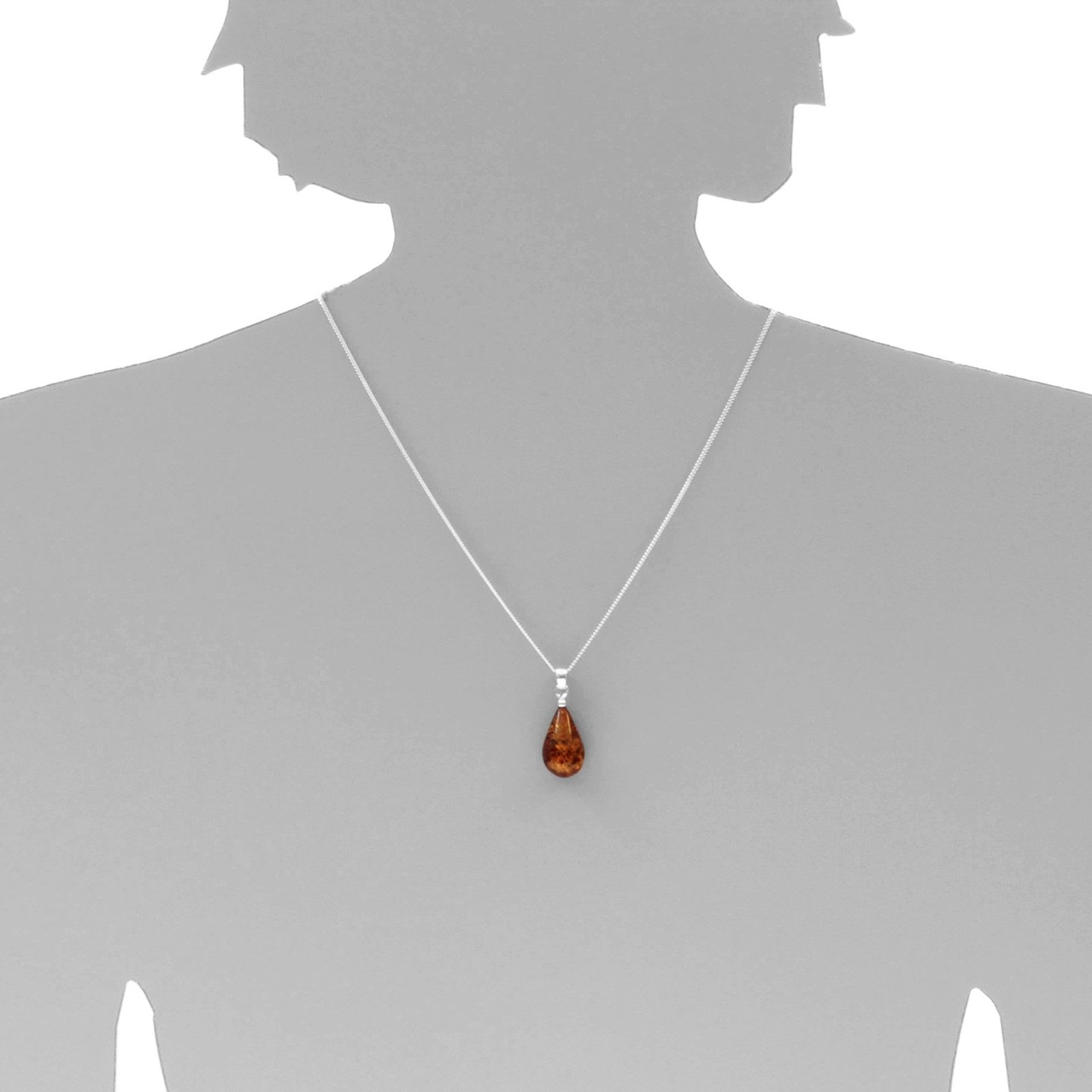 OSTSEE-SCHMUCK Kette mit Anhänger Ostsee-Schmuck Kette mit Anhänger Tropfen ca. 20 mm lang (2-tlg)